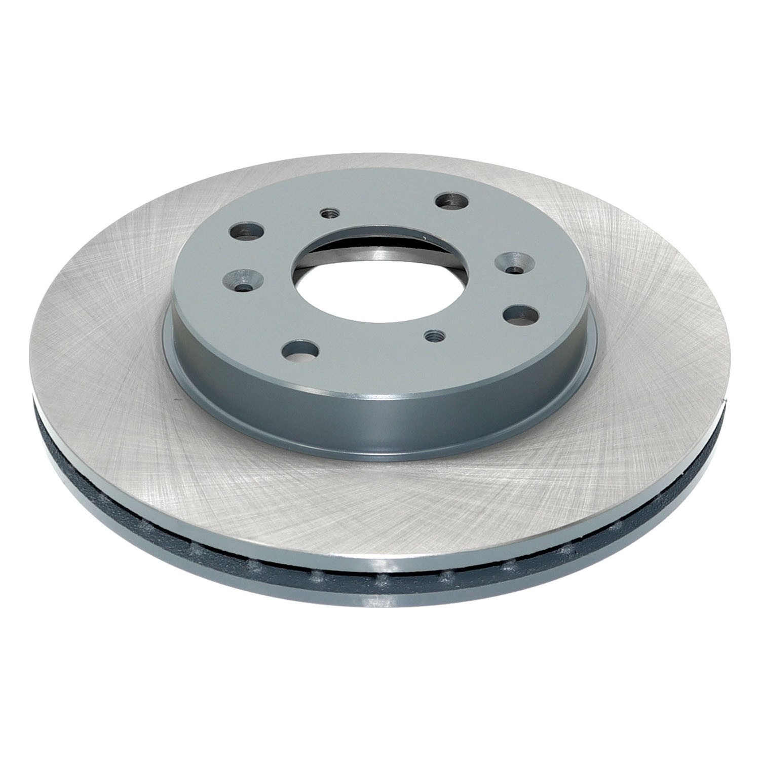 Coated on hat and edge; non-directional swirl finish