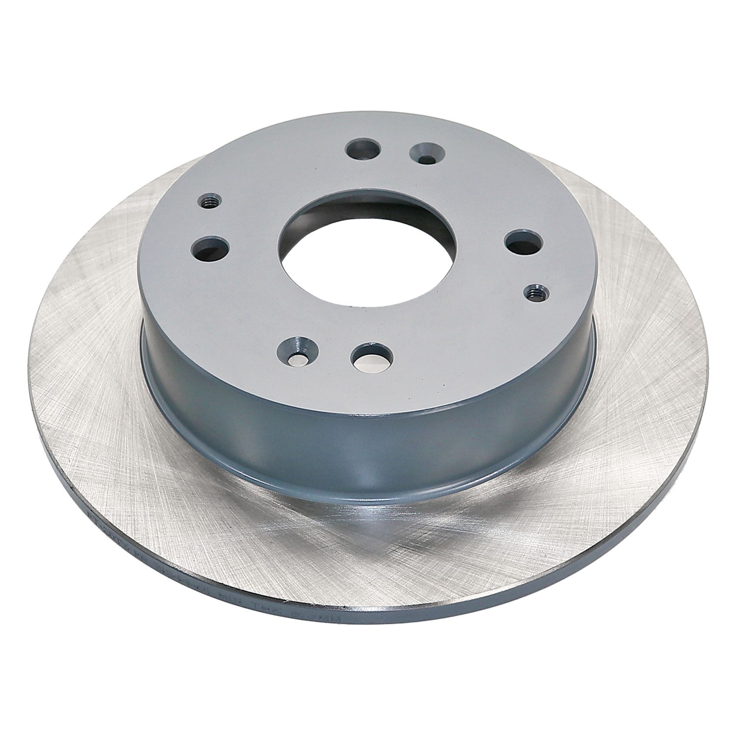 Coated on hat and edge; non-directional swirl finish