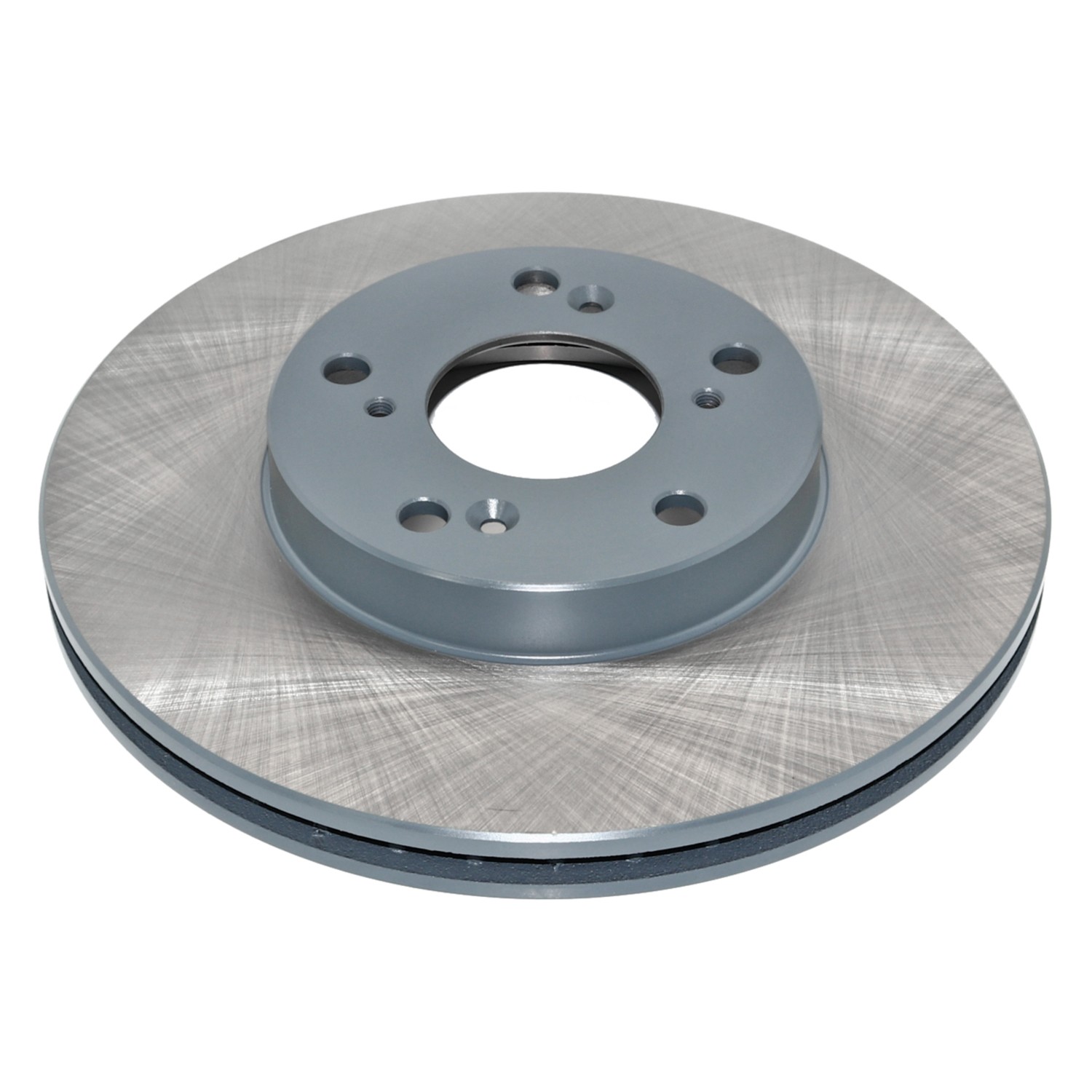 Coated on hat and edge; non-directional swirl finish