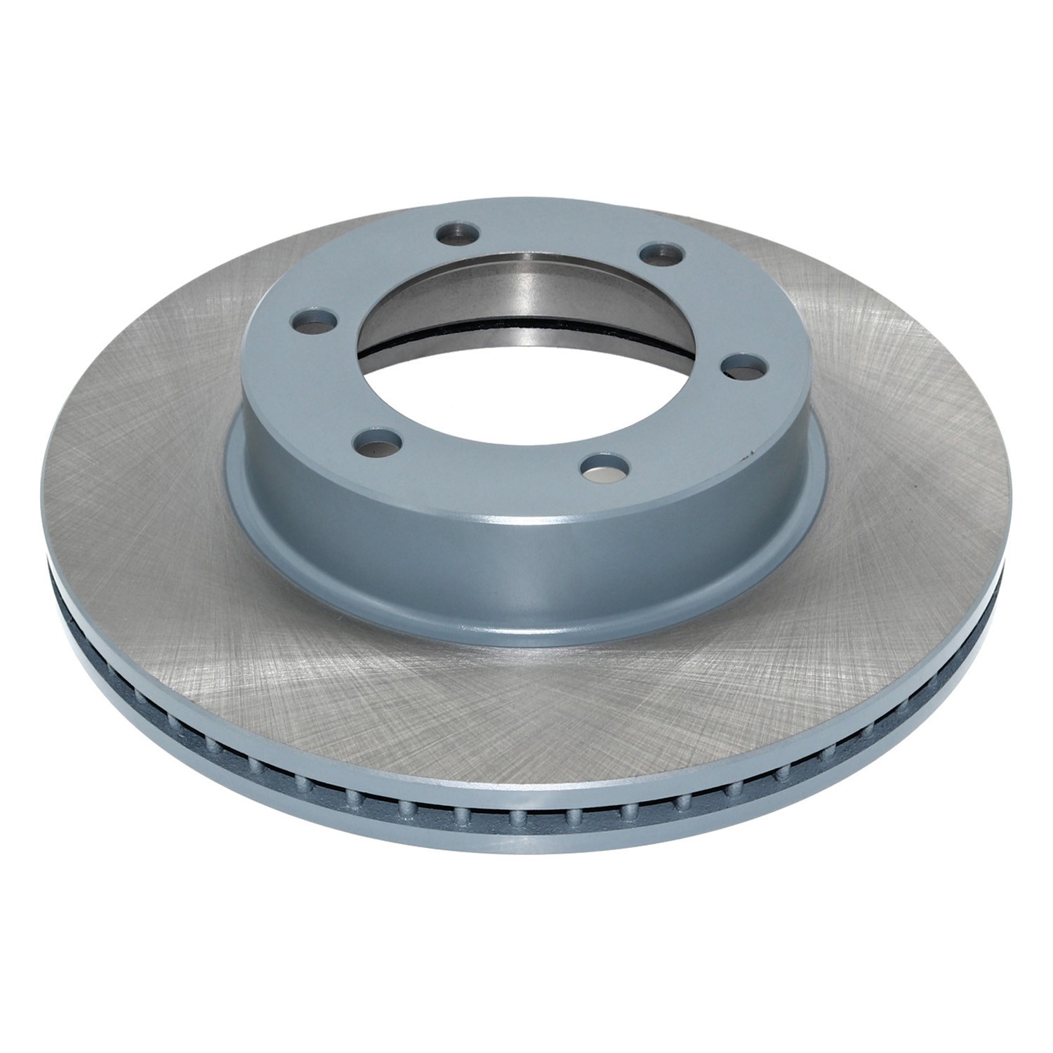 Coated on hat and edge; non-directional swirl finish