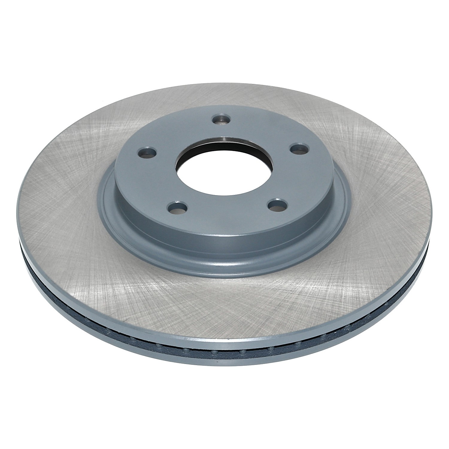 Coated on hat and edge; non-directional swirl finish