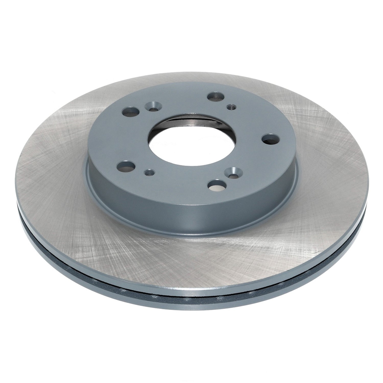 Coated on hat and edge; non-directional swirl finish