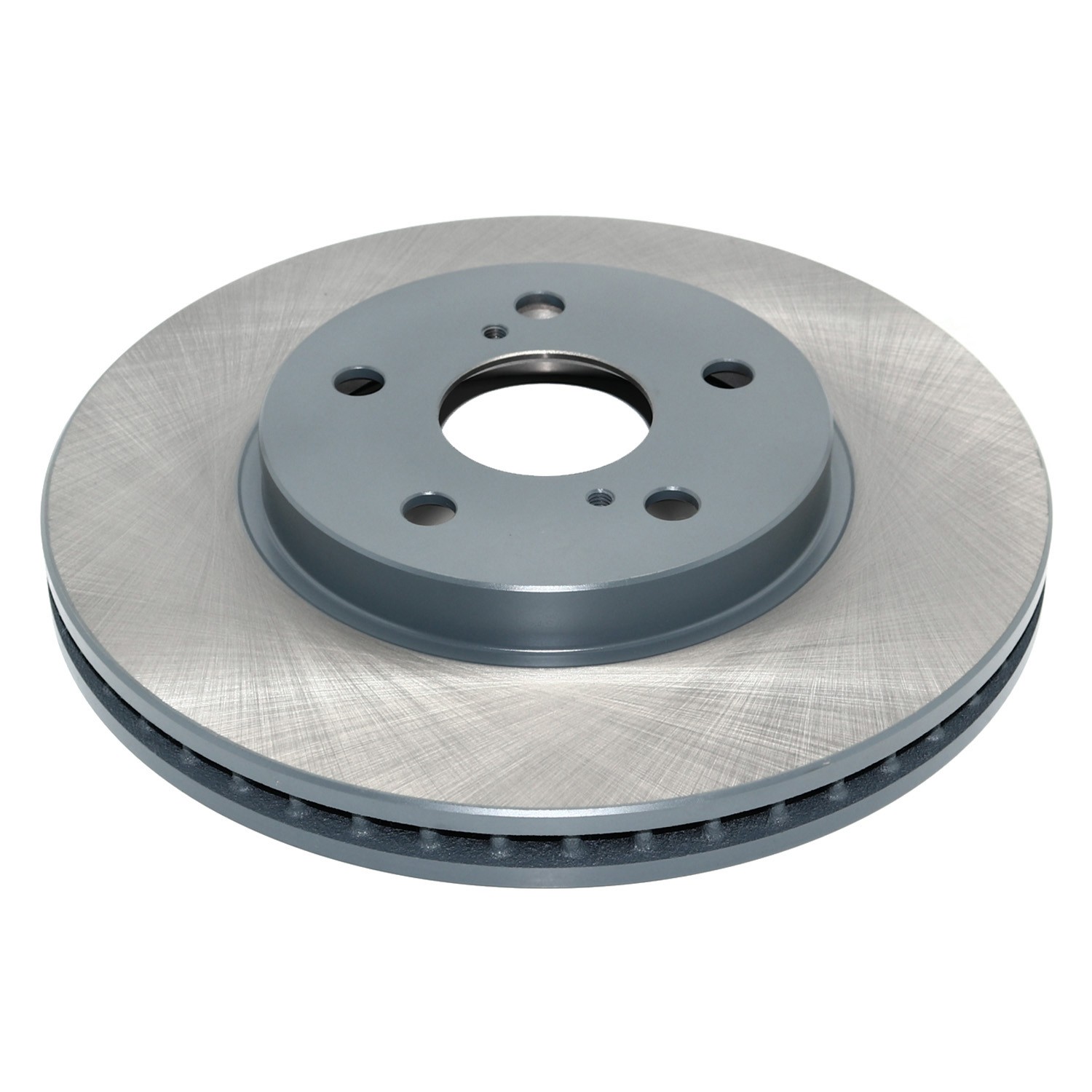 Coated on hat and edge; non-directional swirl finish