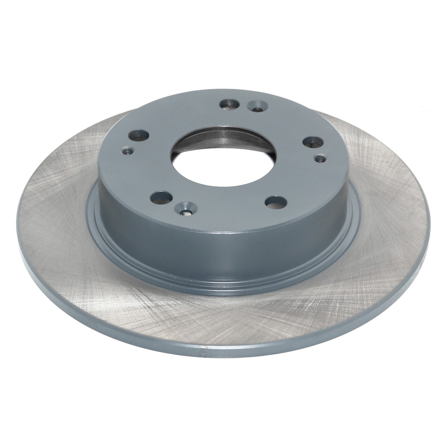 Coated on hat and edge; non-directional swirl finish