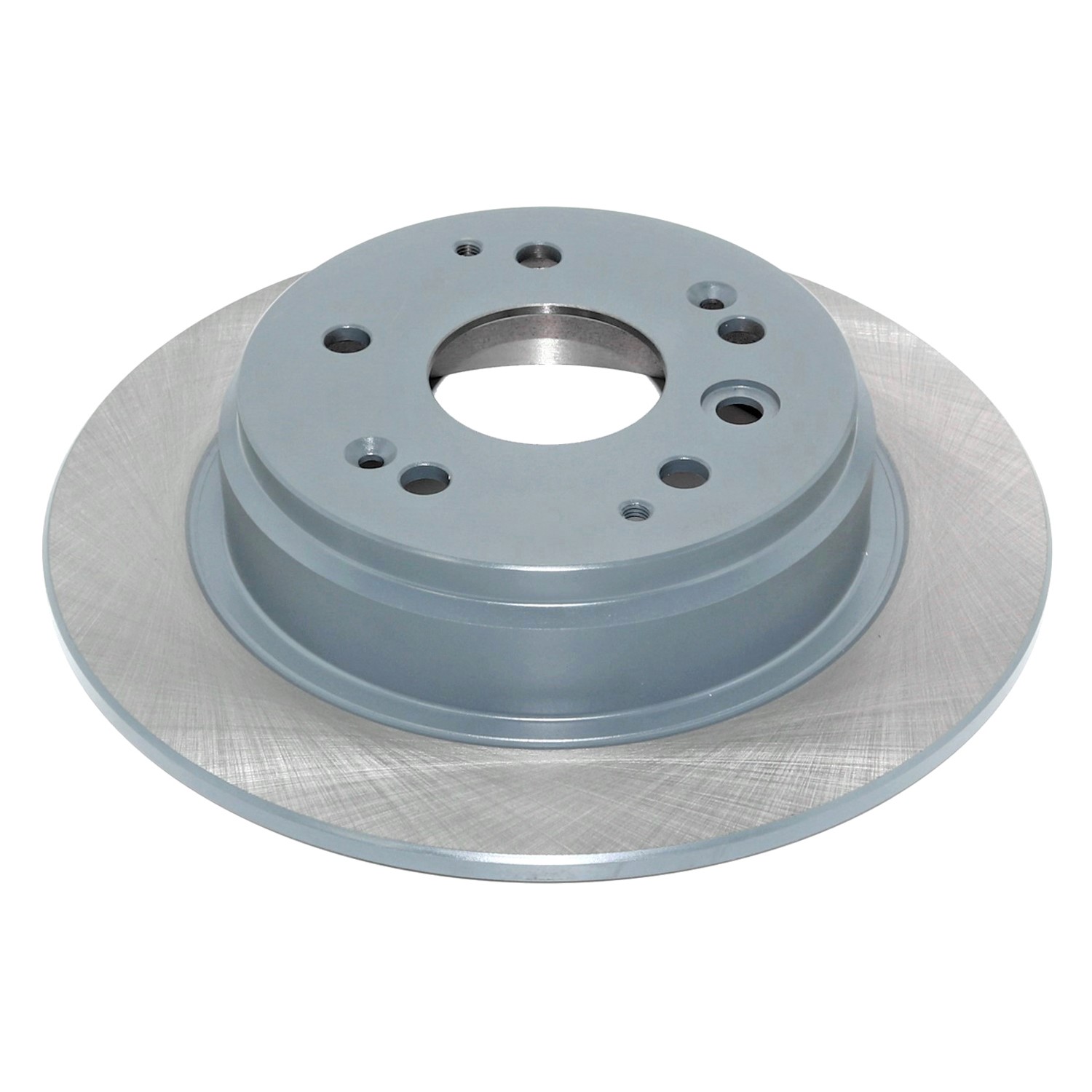 Coated on hat and edge; non-directional swirl finish