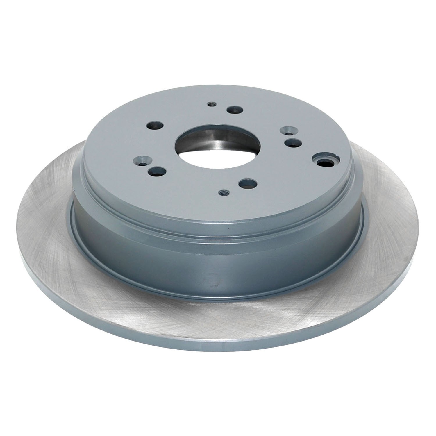 Coated on hat and edge; non-directional swirl finish