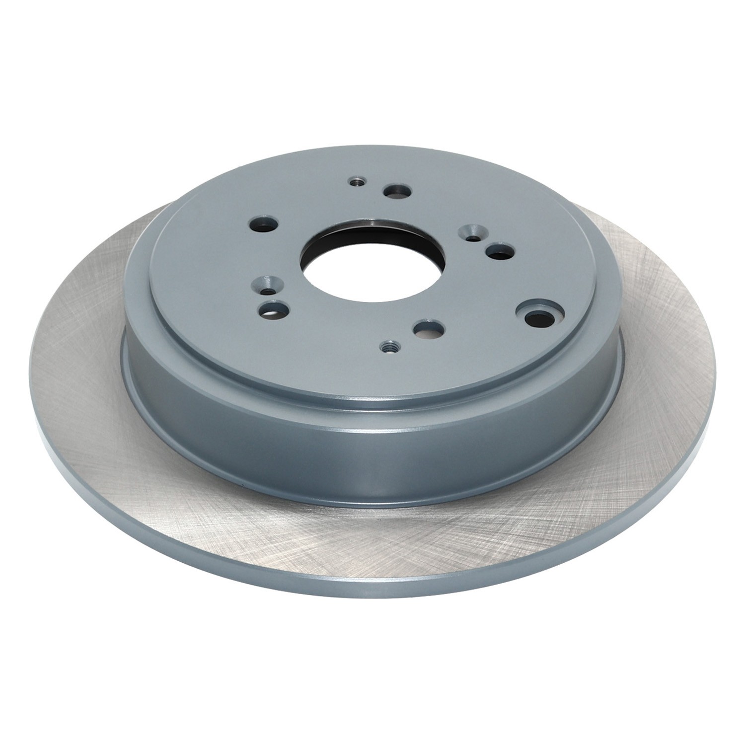 Coated on hat and edge; non-directional swirl finish