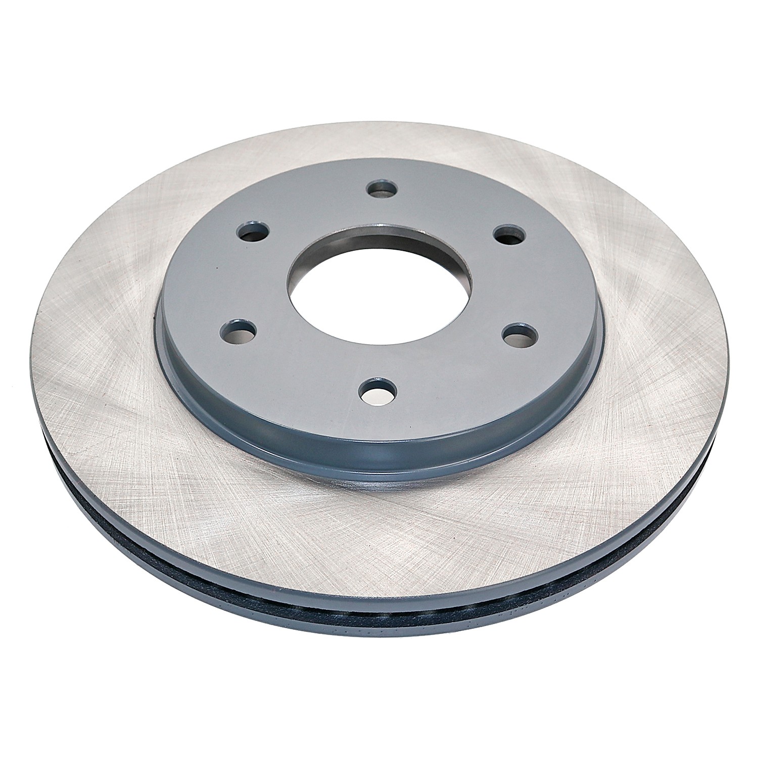 Coated on hat and edge; non-directional swirl finish