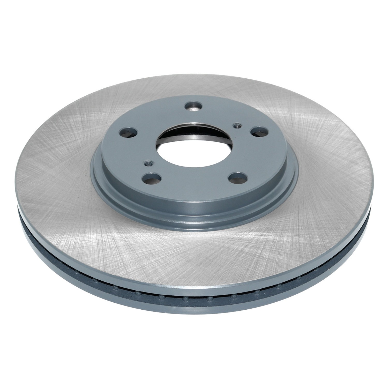 Coated on hat and edge; non-directional swirl finish