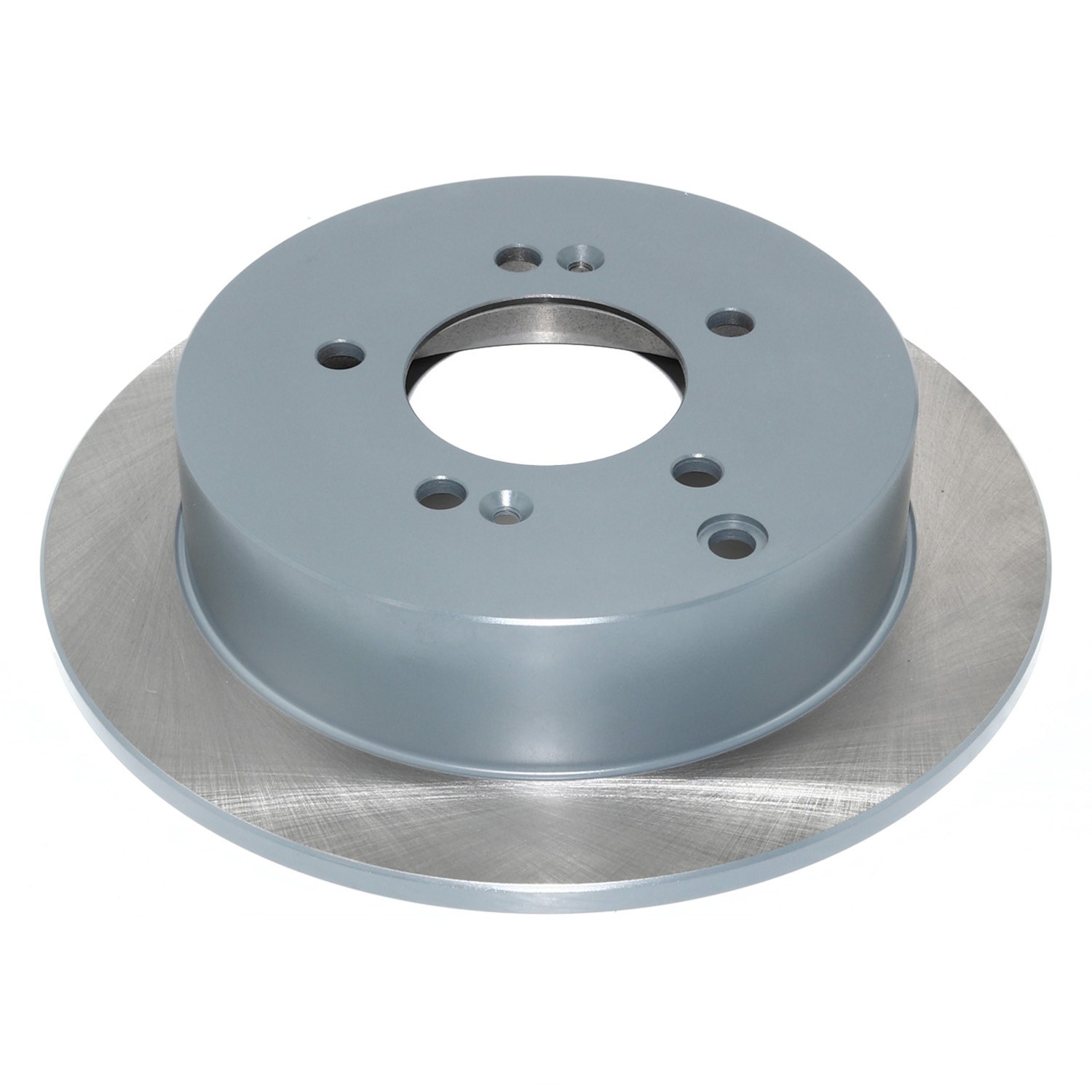 Coated on hat and edge; non-directional swirl finish