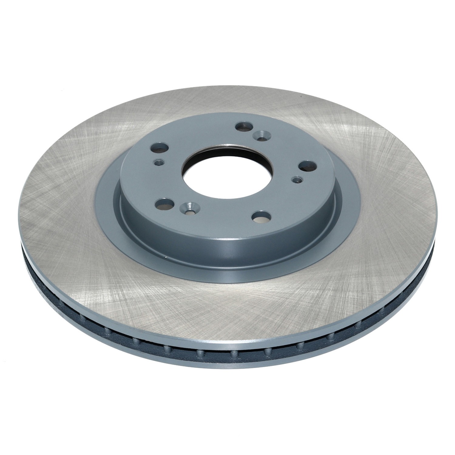 Coated on hat and edge; non-directional swirl finish