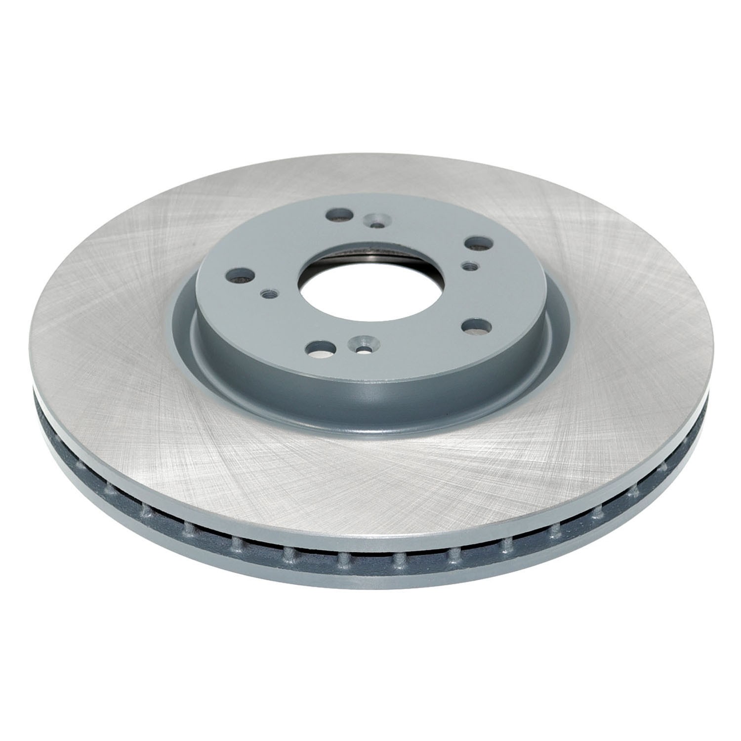 Coated on hat and edge; non-directional swirl finish
