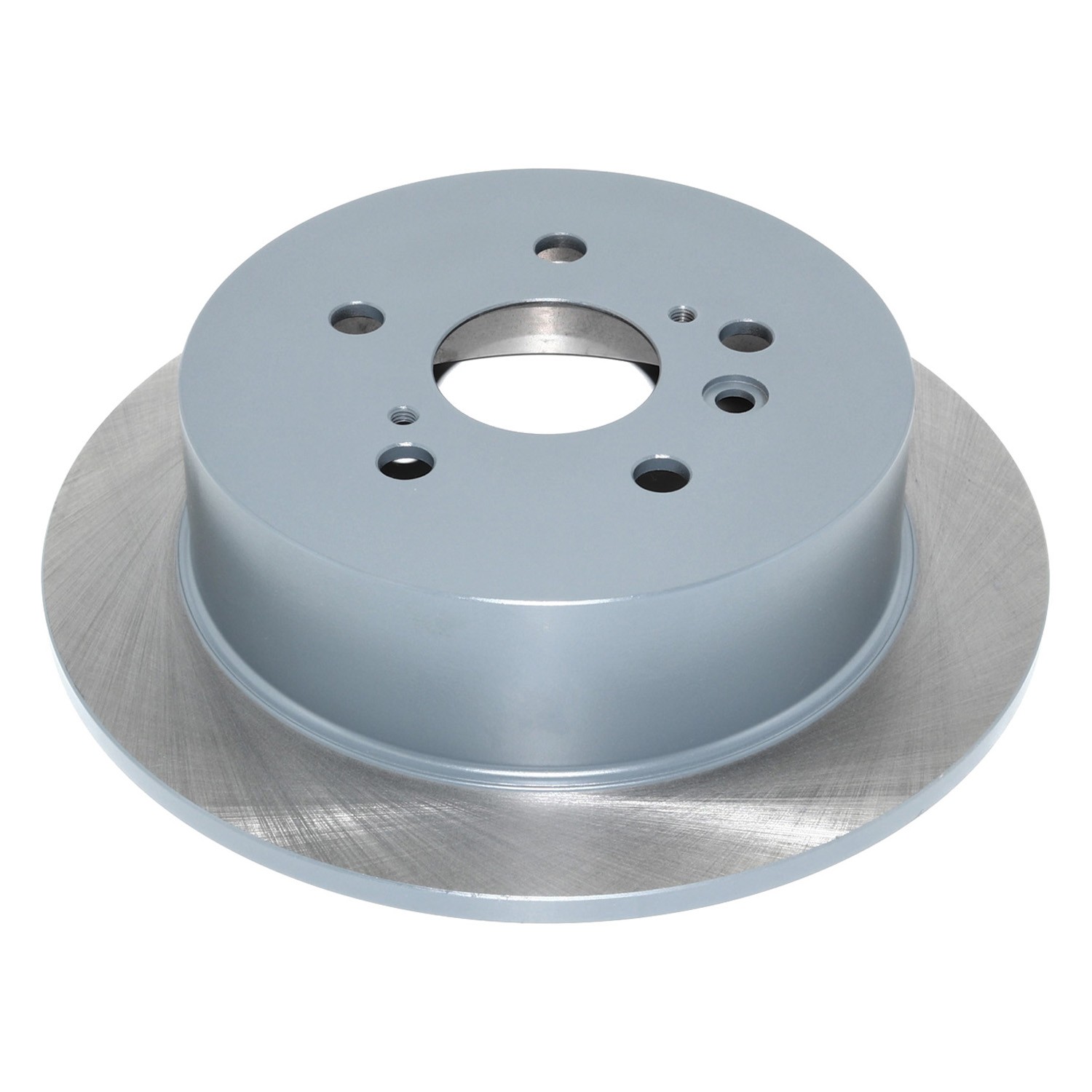 Coated on hat and edge; non-directional swirl finish