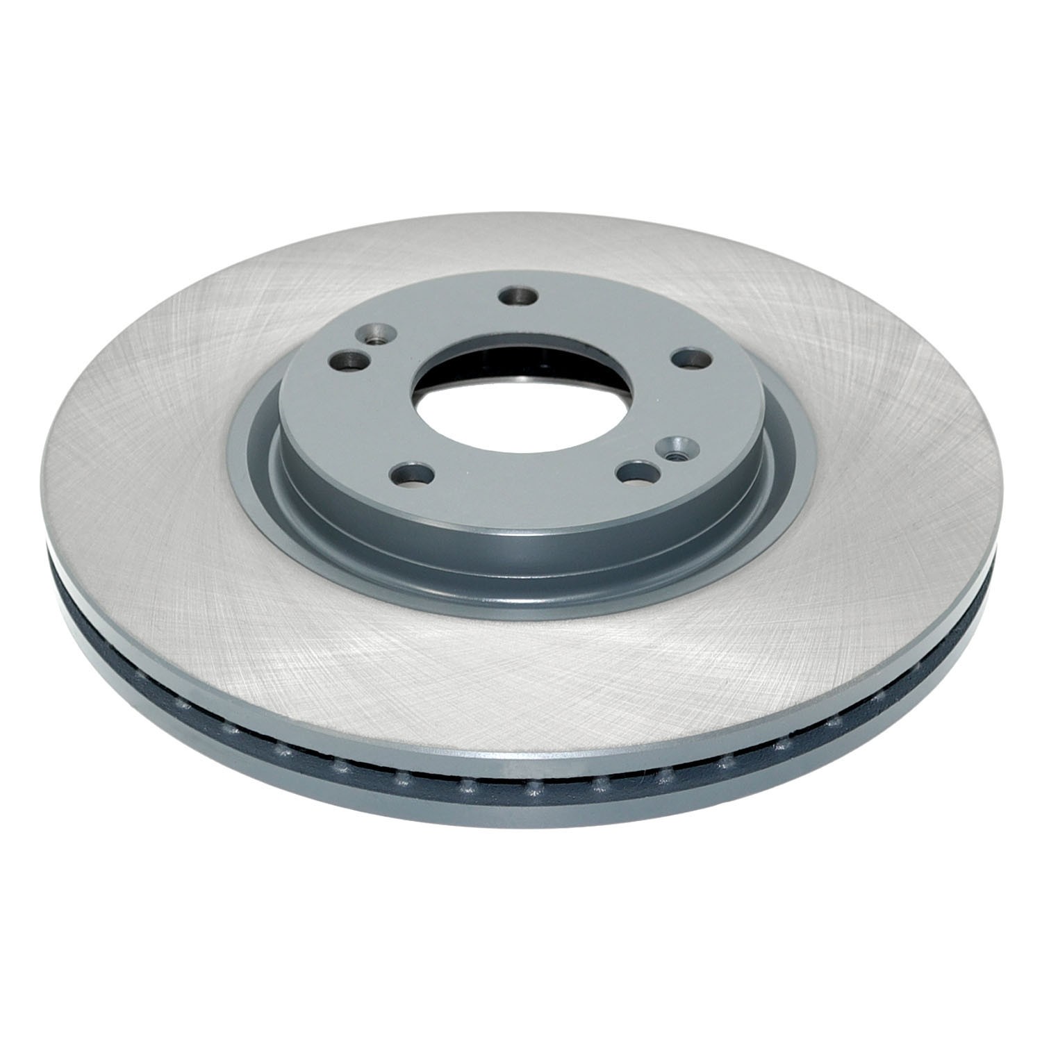 Coated on hat and edge; non-directional swirl finish