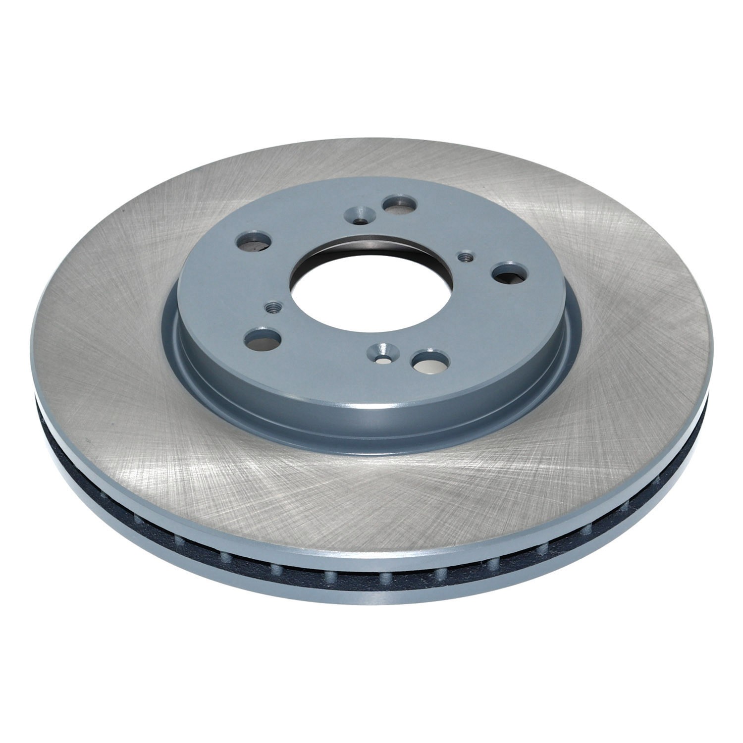 Coated on hat and edge; non-directional swirl finish