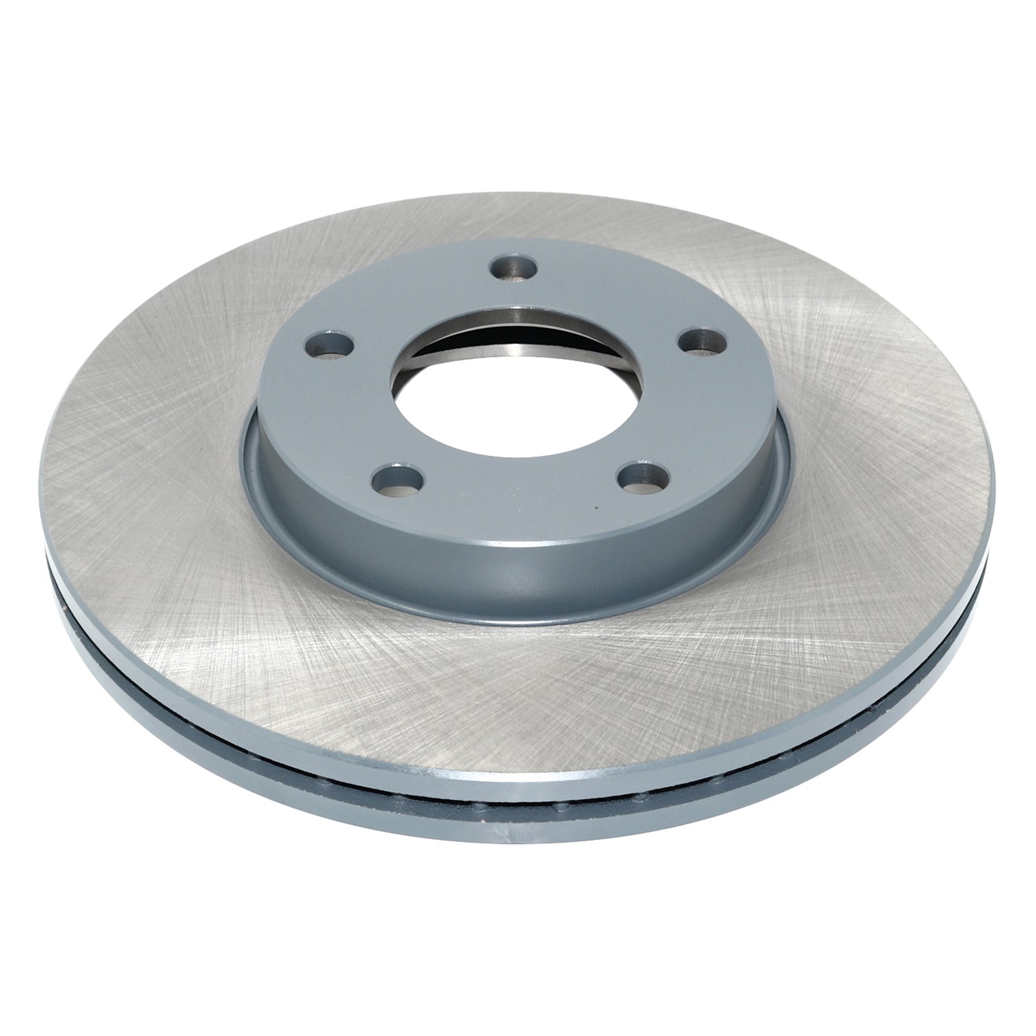 Coated on hat and edge; non-directional swirl finish