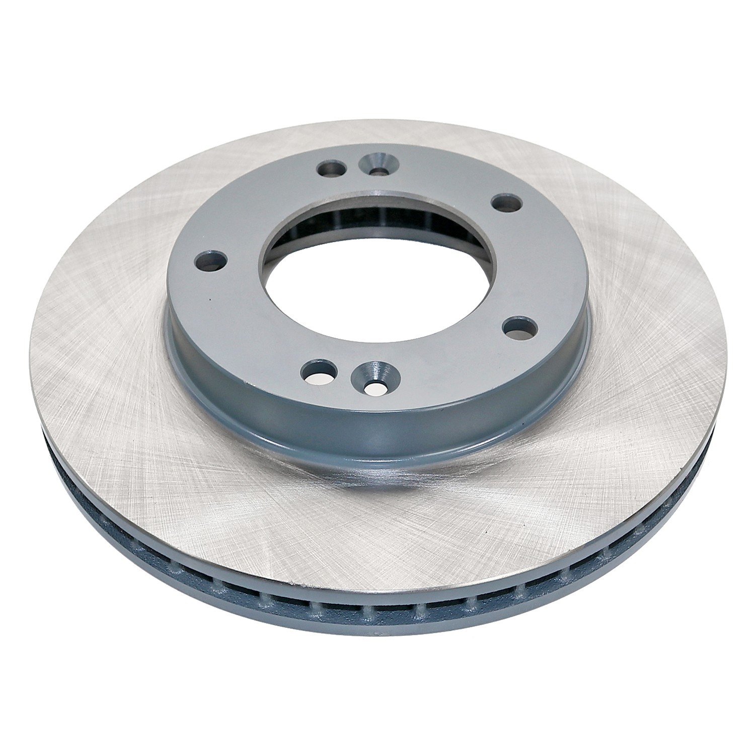 Coated on hat and edge; non-directional swirl finish