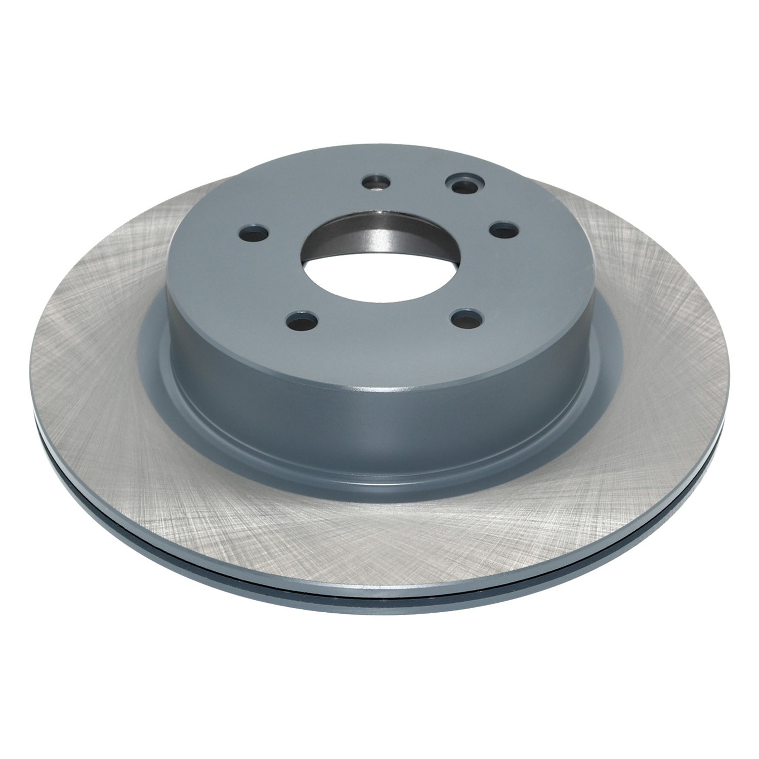 Coated on hat and edge; non-directional swirl finish
