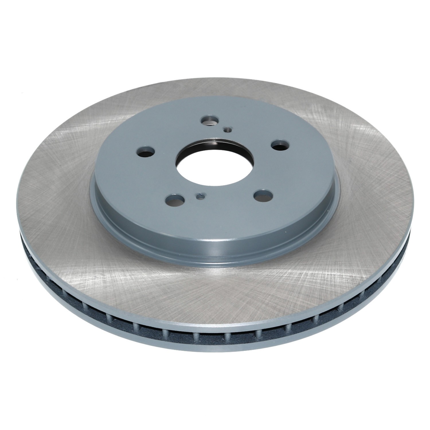 Coated on hat and edge; non-directional swirl finish