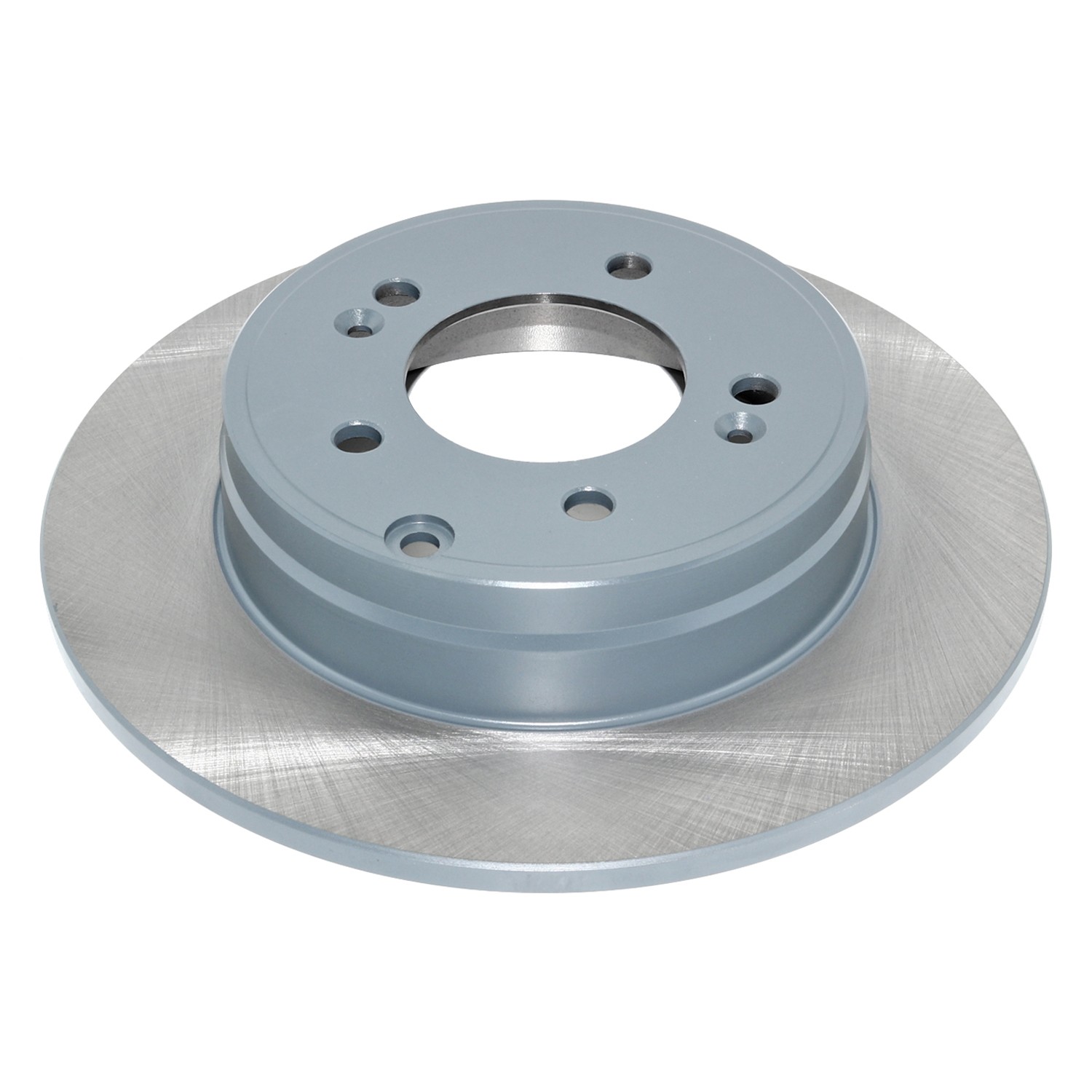 Coated on hat and edge; non-directional swirl finish