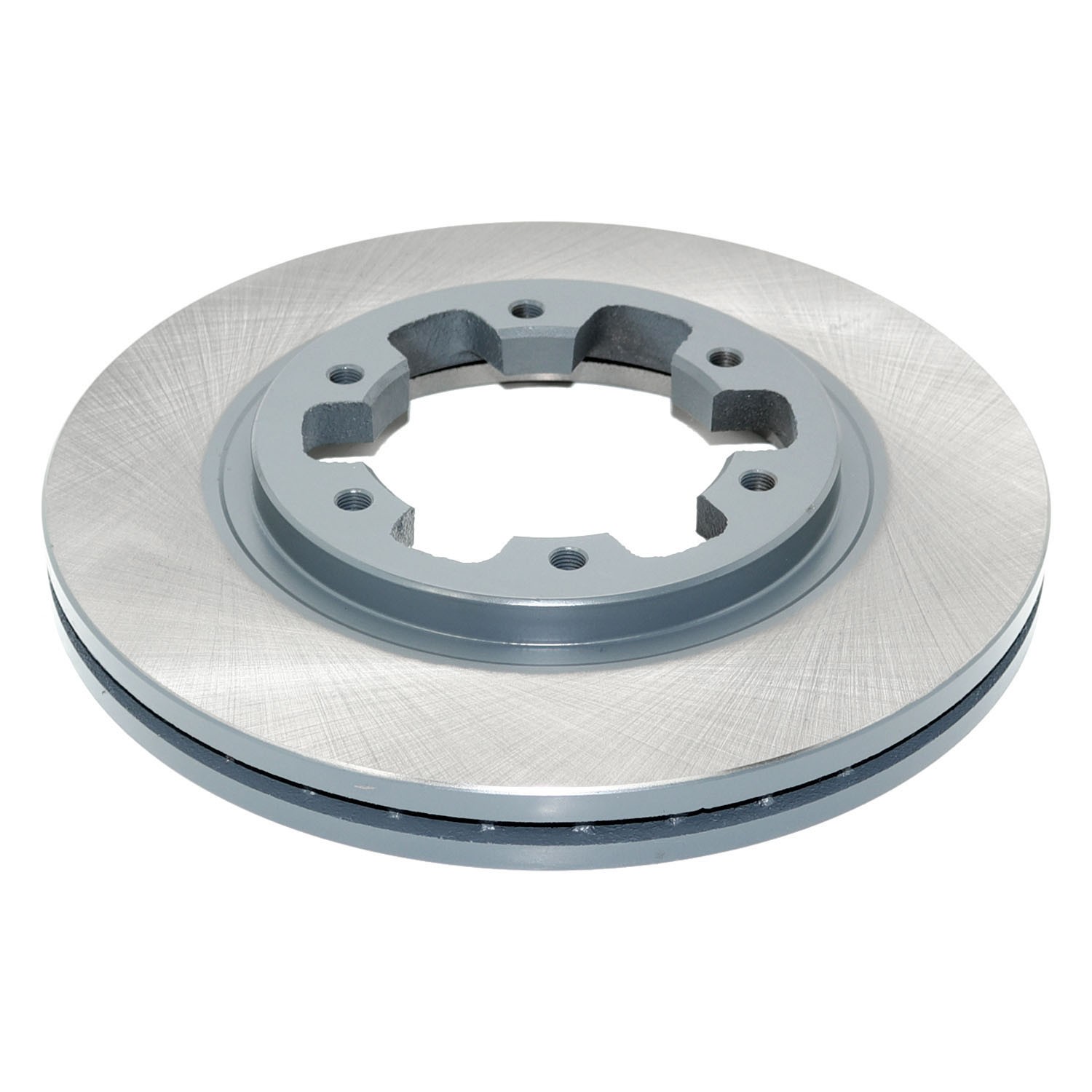 Coated on hat and edge; non-directional swirl finish