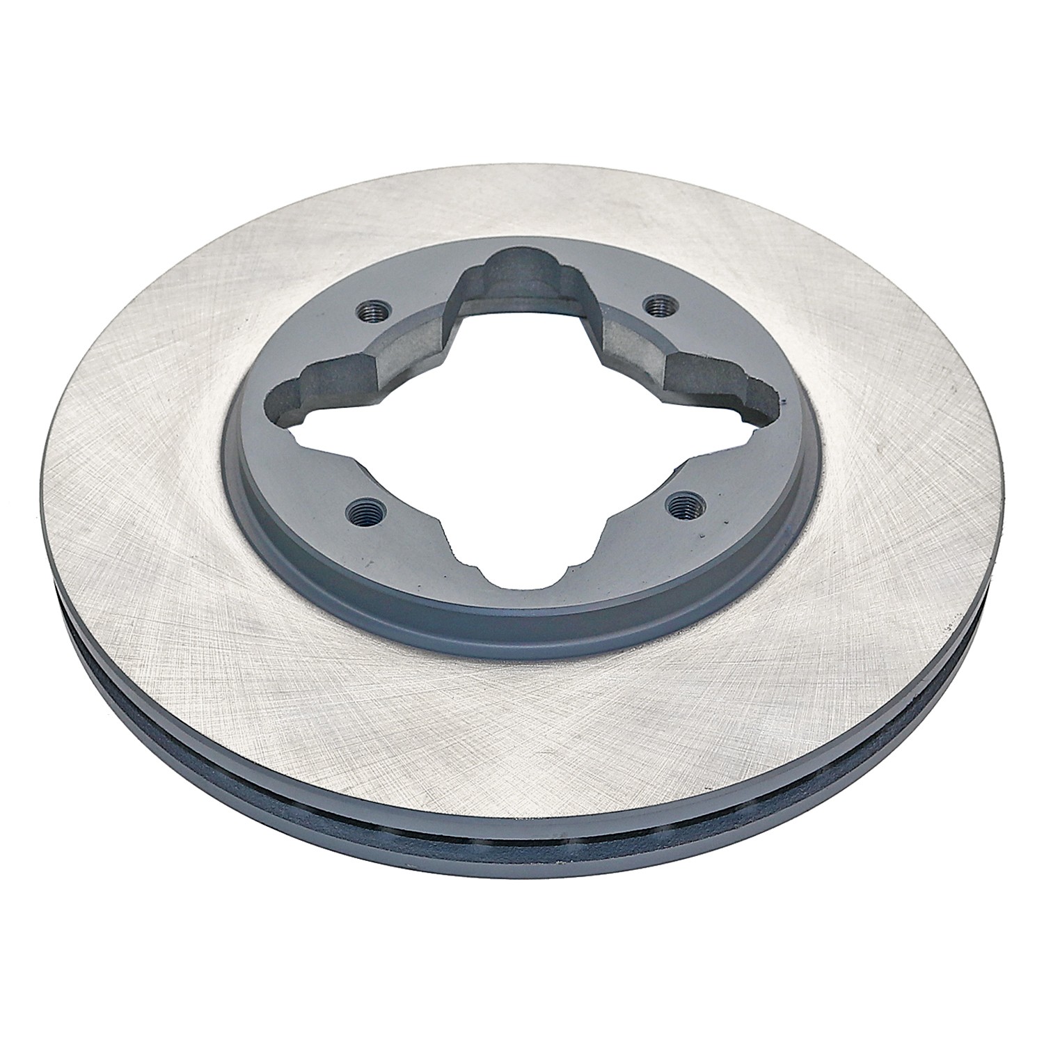 Coated on hat and edge; non-directional swirl finish