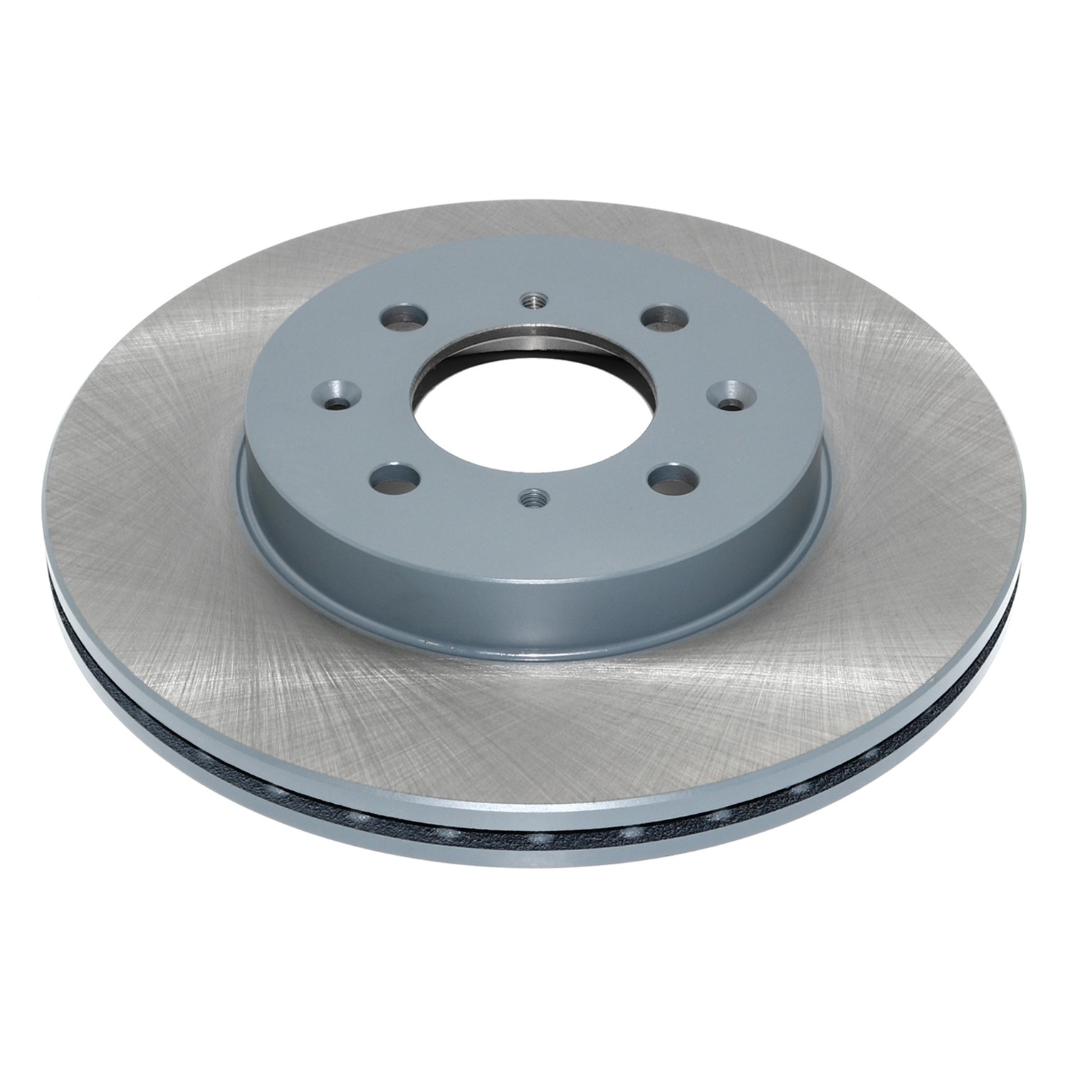 Coated on hat and edge; non-directional swirl finish