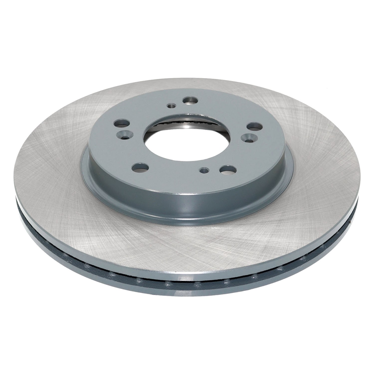 Coated on hat and edge; non-directional swirl finish