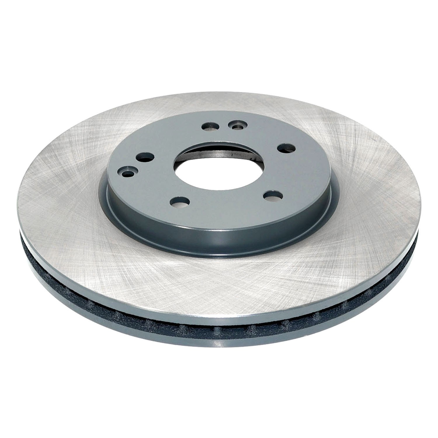 Coated on hat and edge; non-directional swirl finish