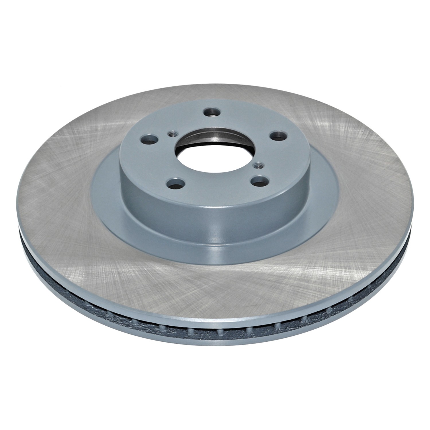 Coated on hat and edge; non-directional swirl finish