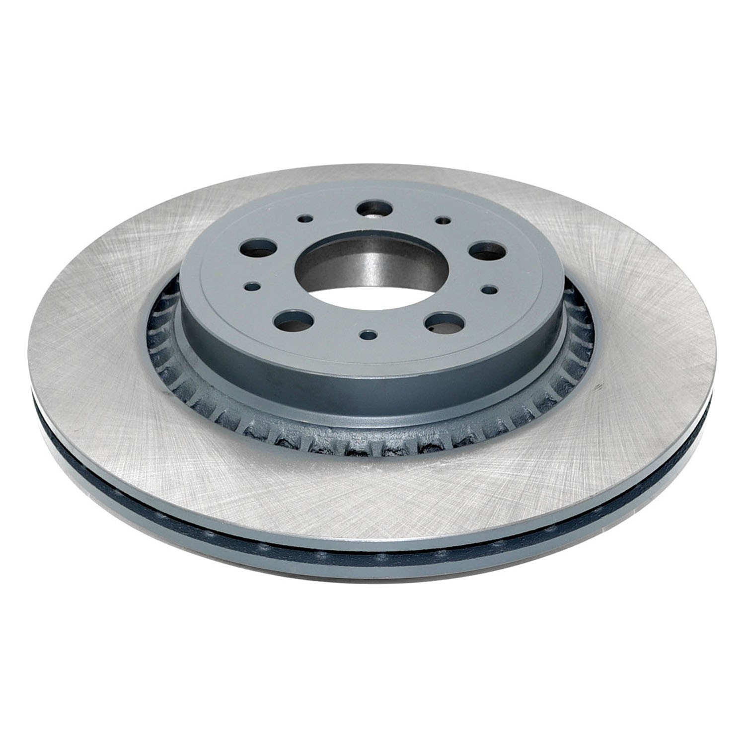 Coated on hat and edge; non-directional swirl finish