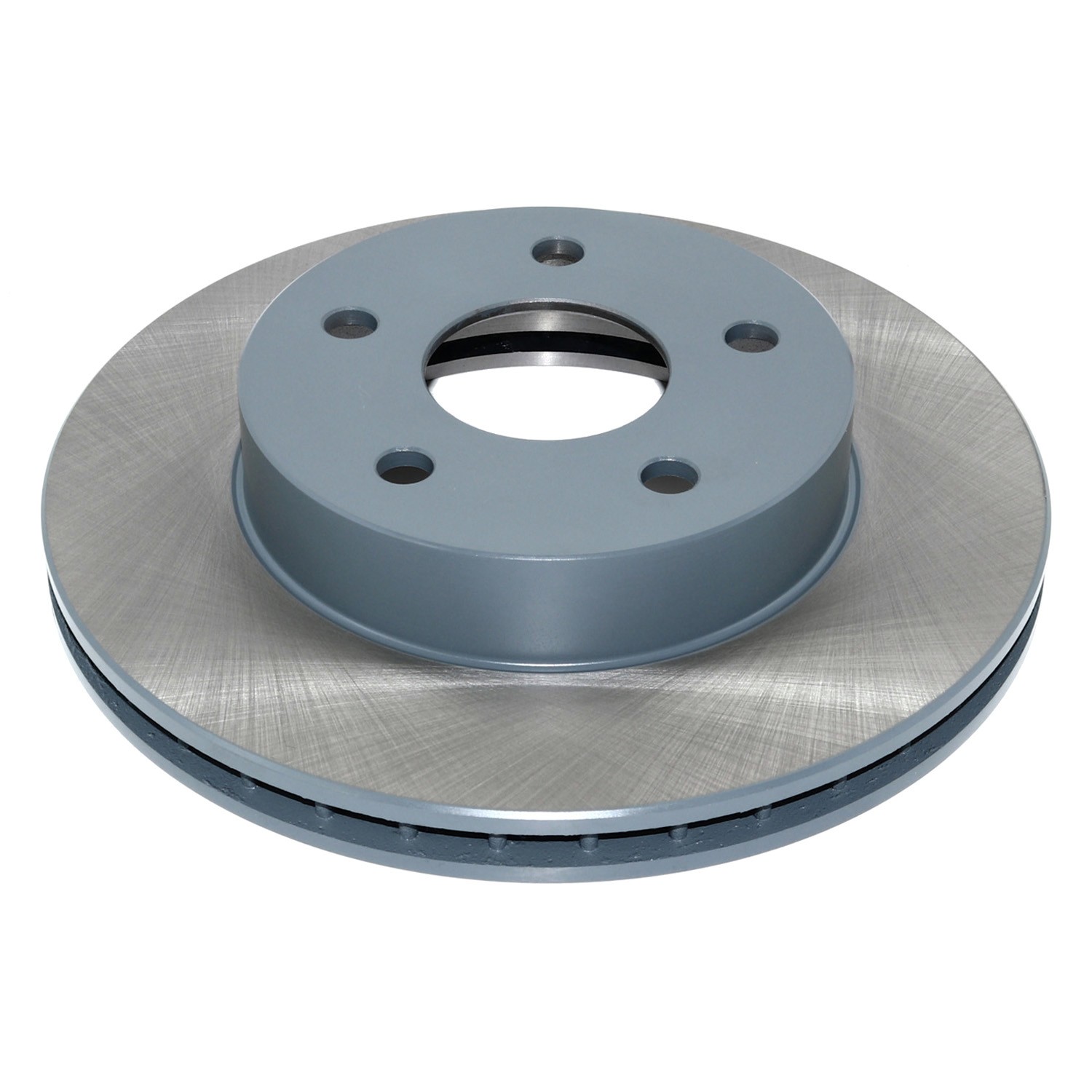 Coated on hat and edge; non-directional swirl finish