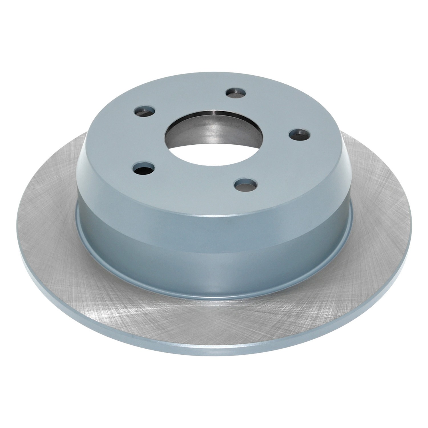Coated on hat and edge; non-directional swirl finish