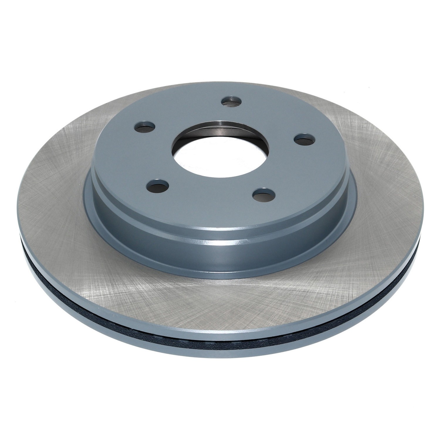 Coated on hat and edge; non-directional swirl finish