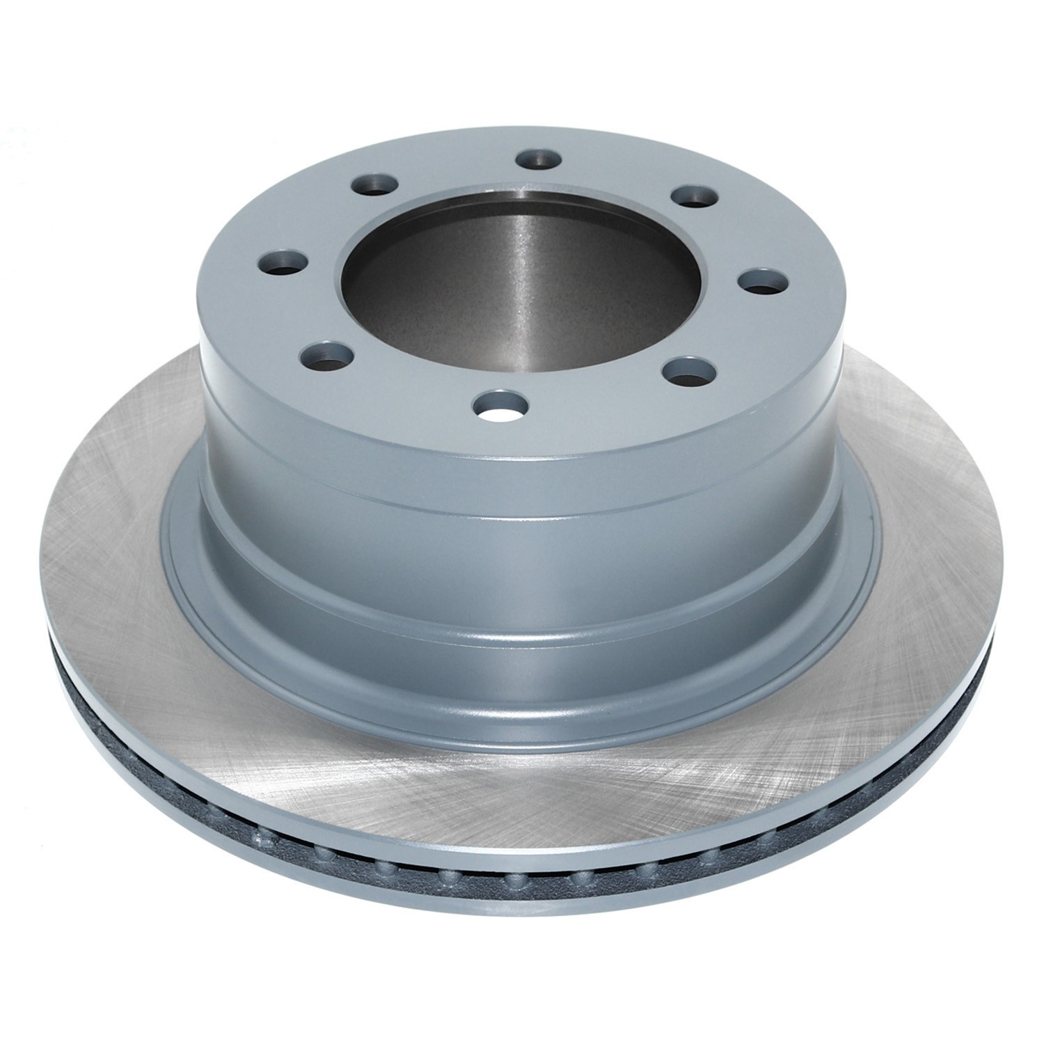 Coated on hat and edge; non-directional swirl finish