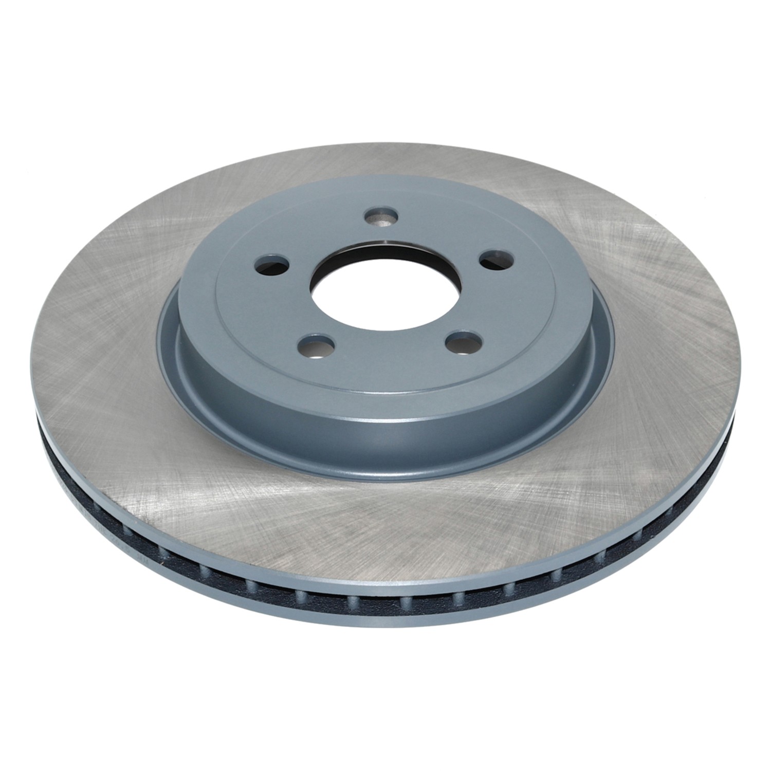 Coated on hat and edge; non-directional swirl finish