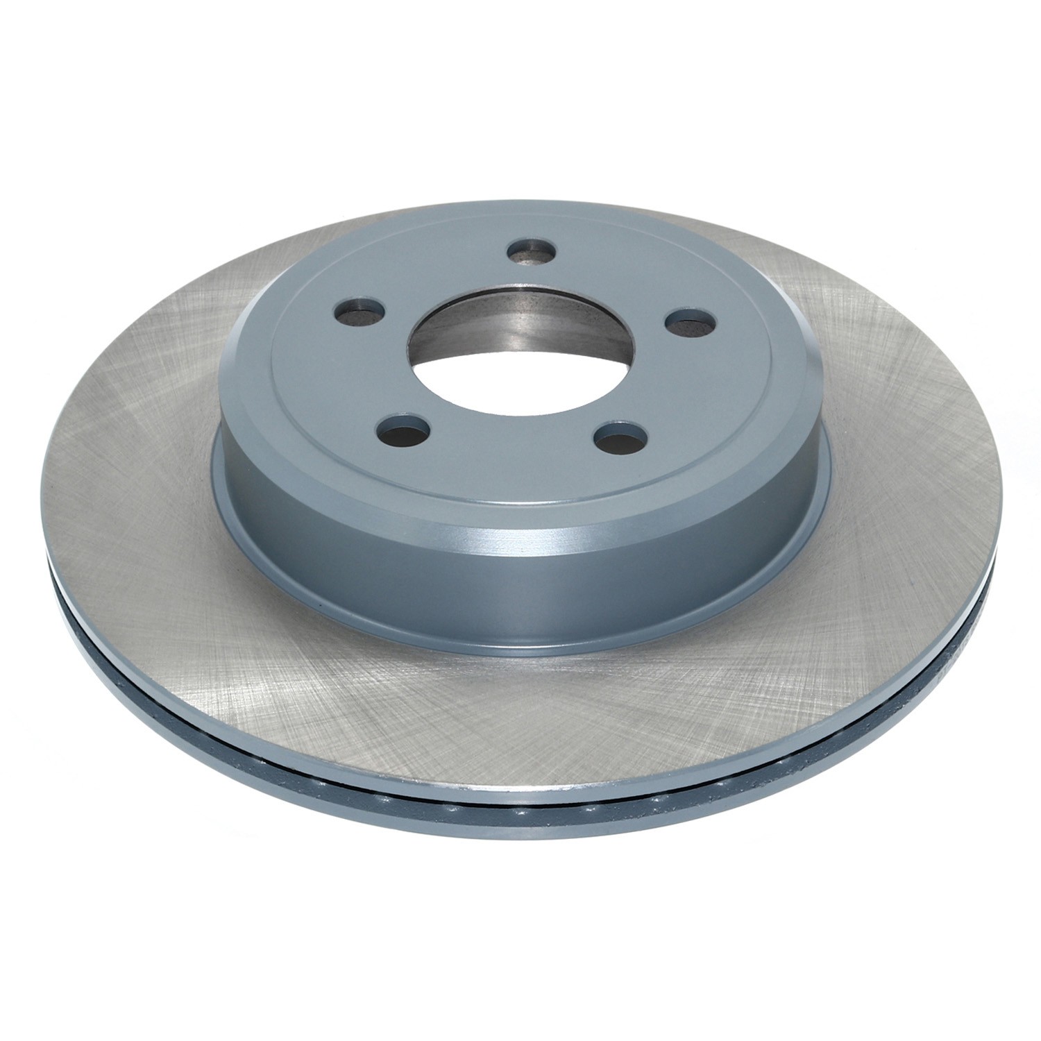 Coated on hat and edge; non-directional swirl finish