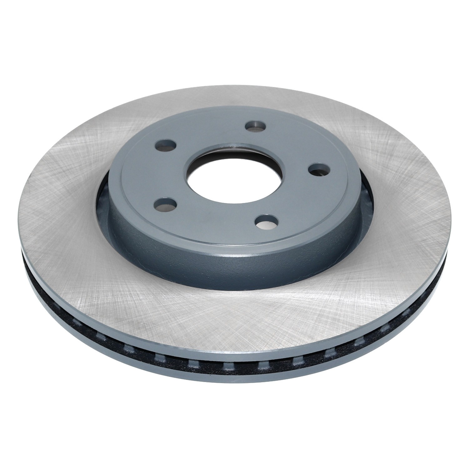 Coated on hat and edge; non-directional swirl finish