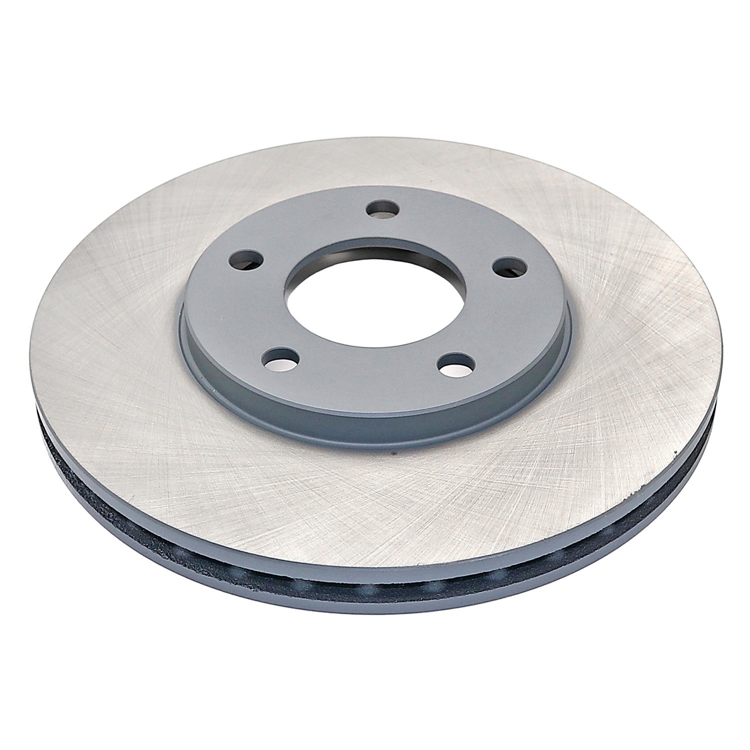Coated on hat and edge; non-directional swirl finish
