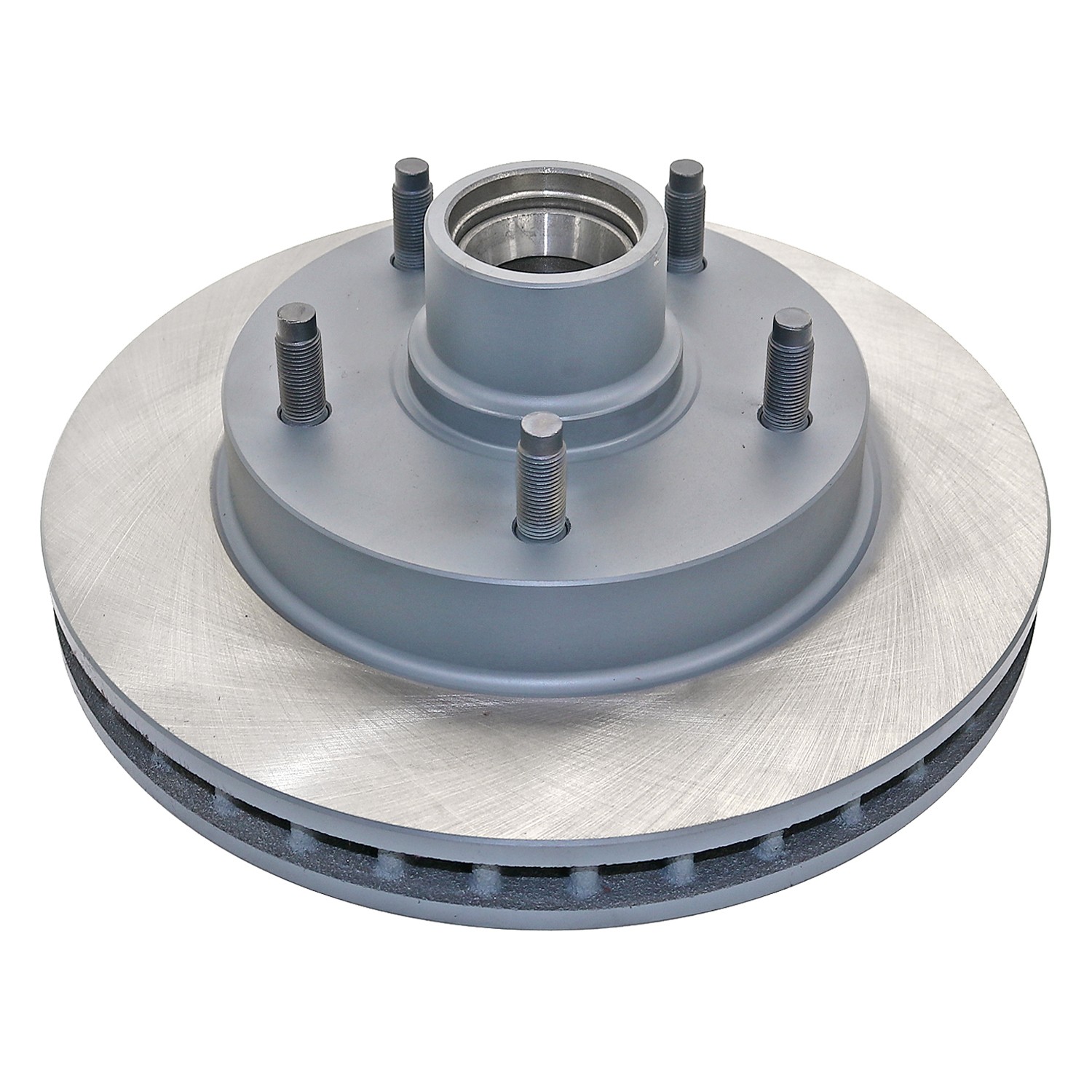 Coated on hat and edge; non-directional swirl finish