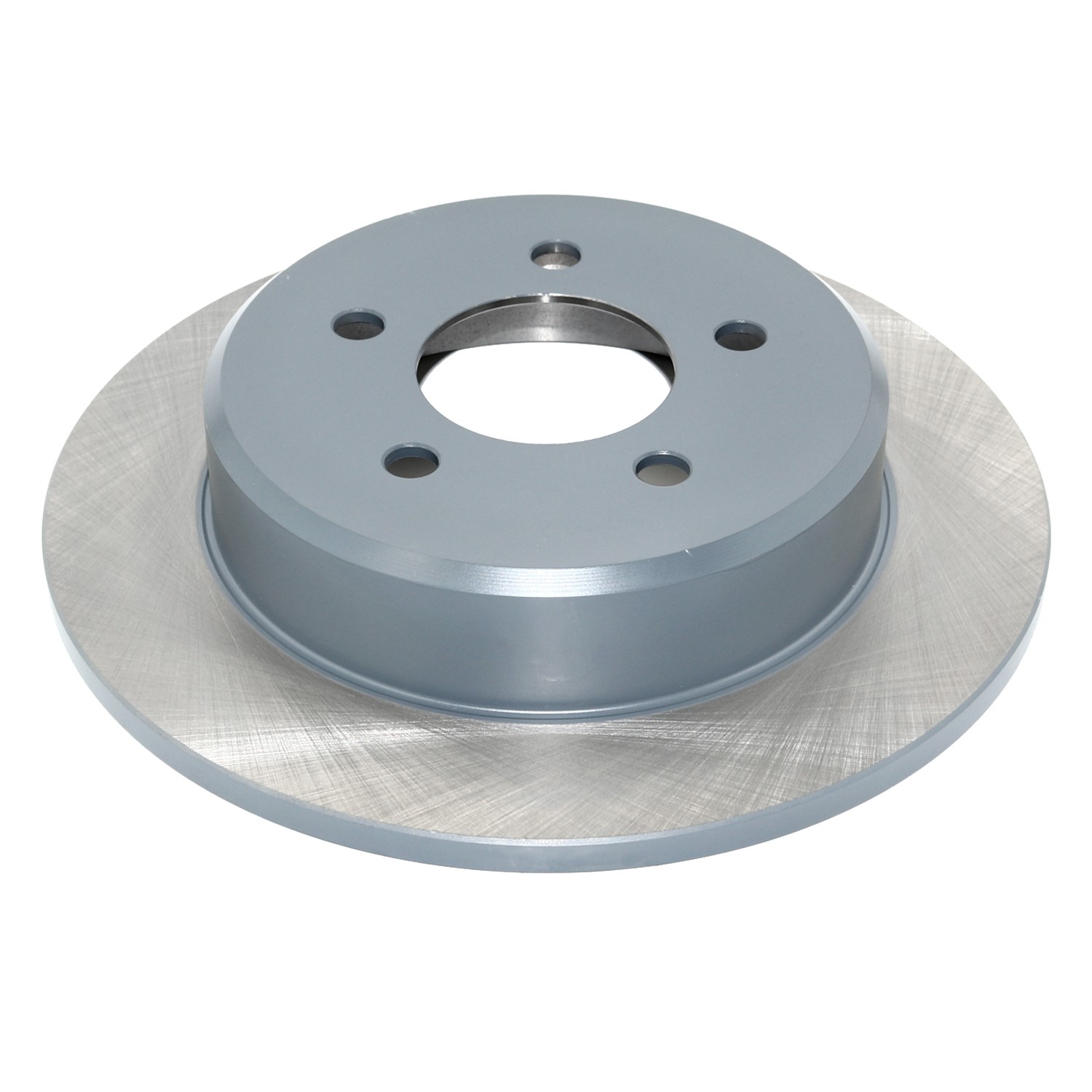 Coated on hat and edge; non-directional swirl finish