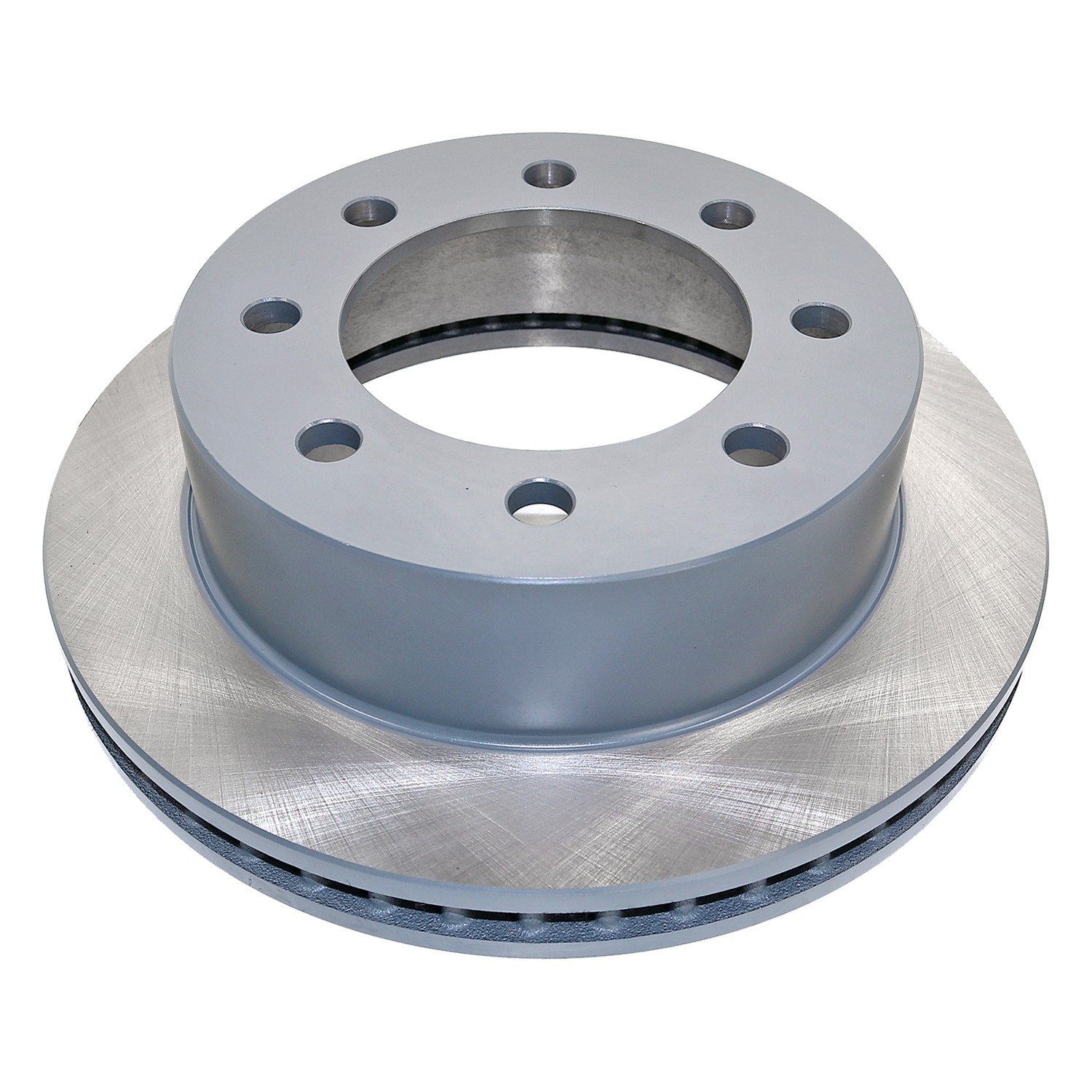 Coated on hat and edge; non-directional swirl finish