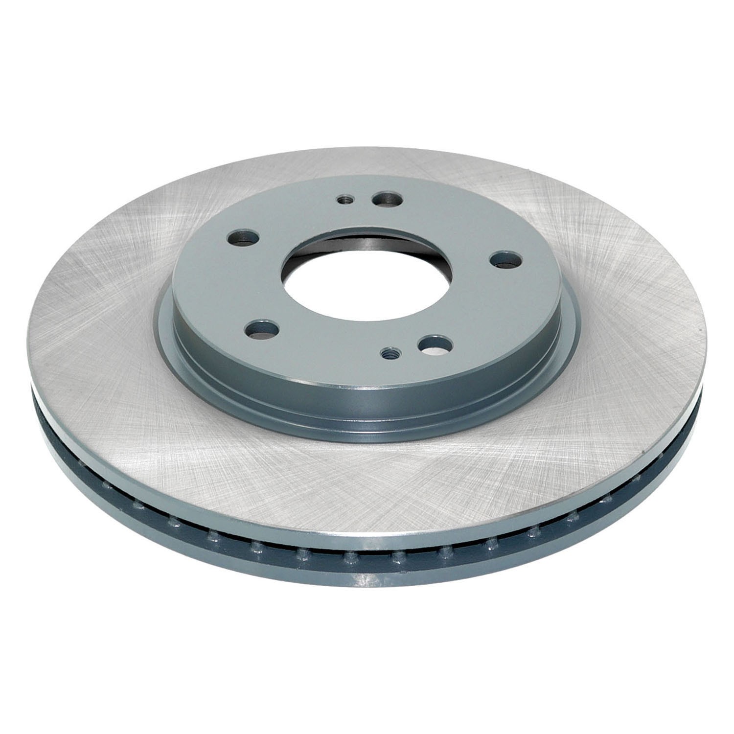 Coated on hat and edge; non-directional swirl finish