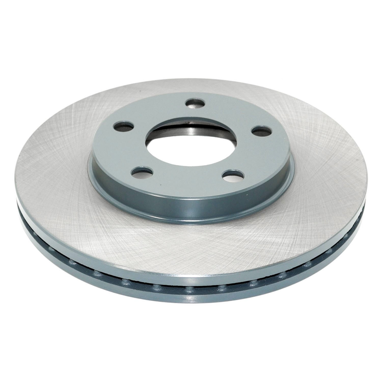 Coated on hat and edge; non-directional swirl finish
