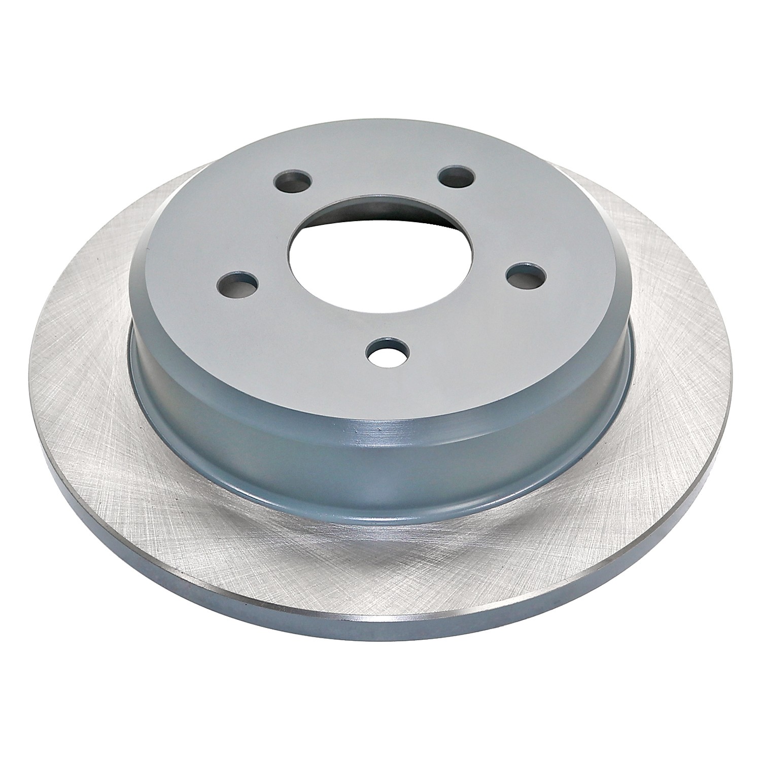 Coated on hat and edge; non-directional swirl finish