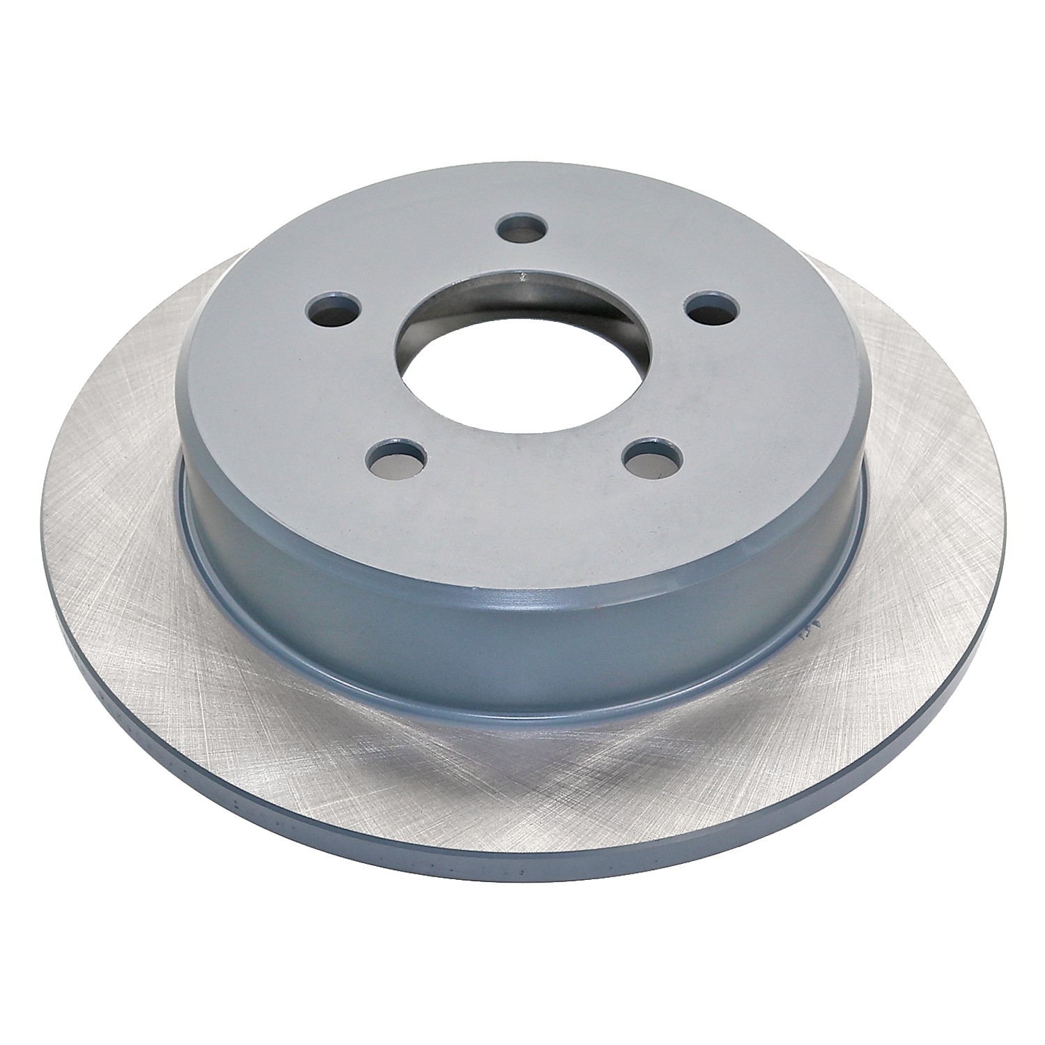 Coated on hat and edge; non-directional swirl finish