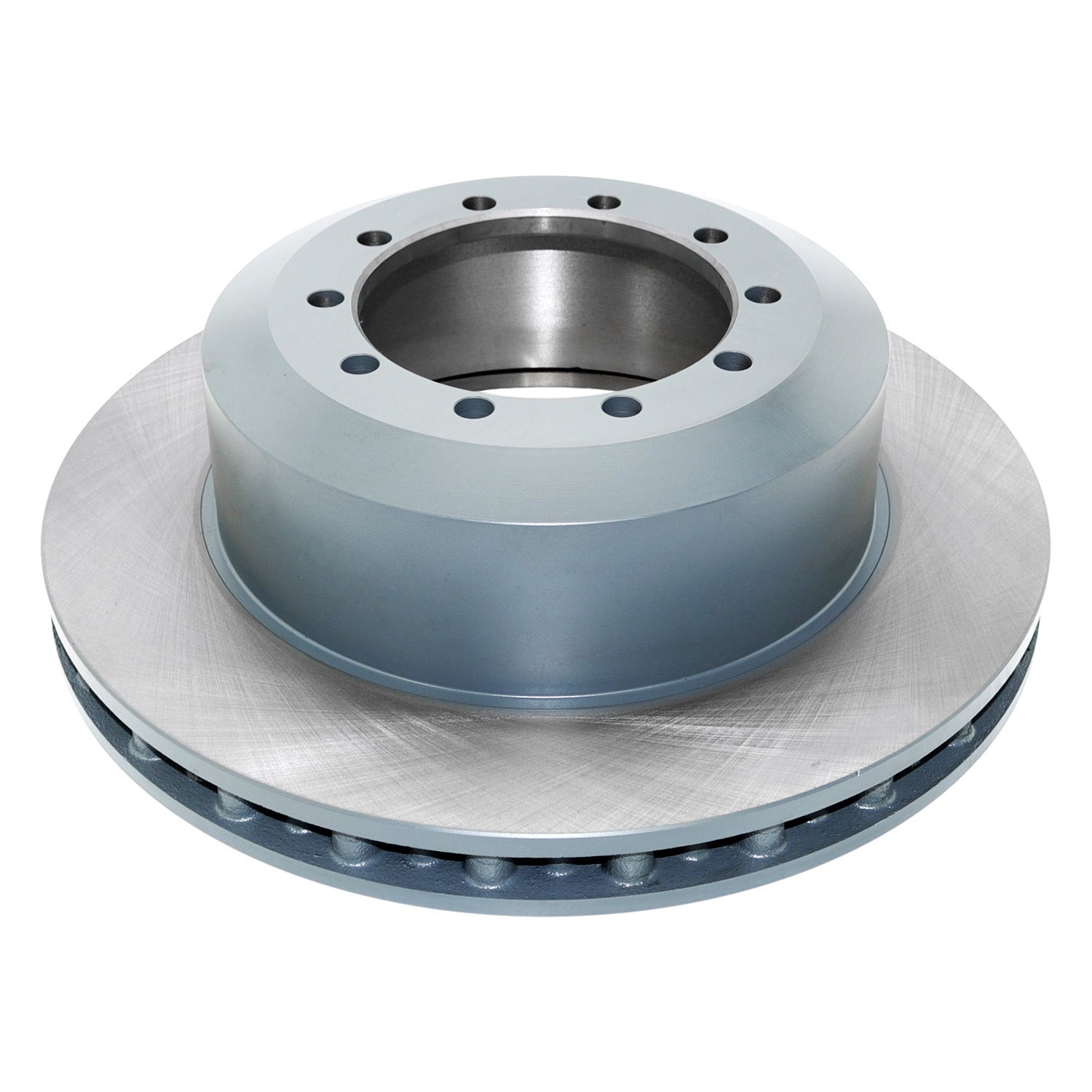 Coated on hat and edge; non-directional swirl finish