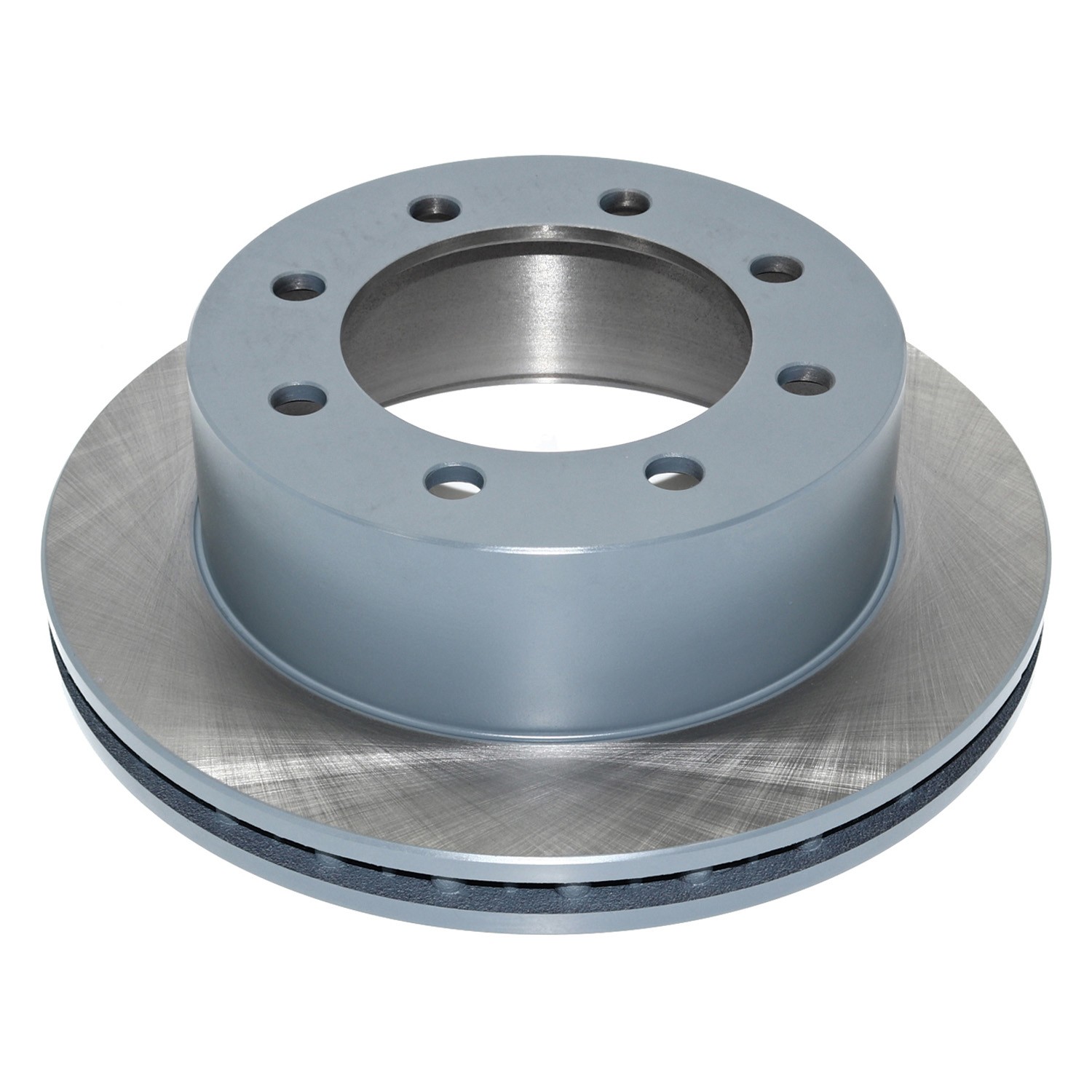 Coated on hat and edge; non-directional swirl finish