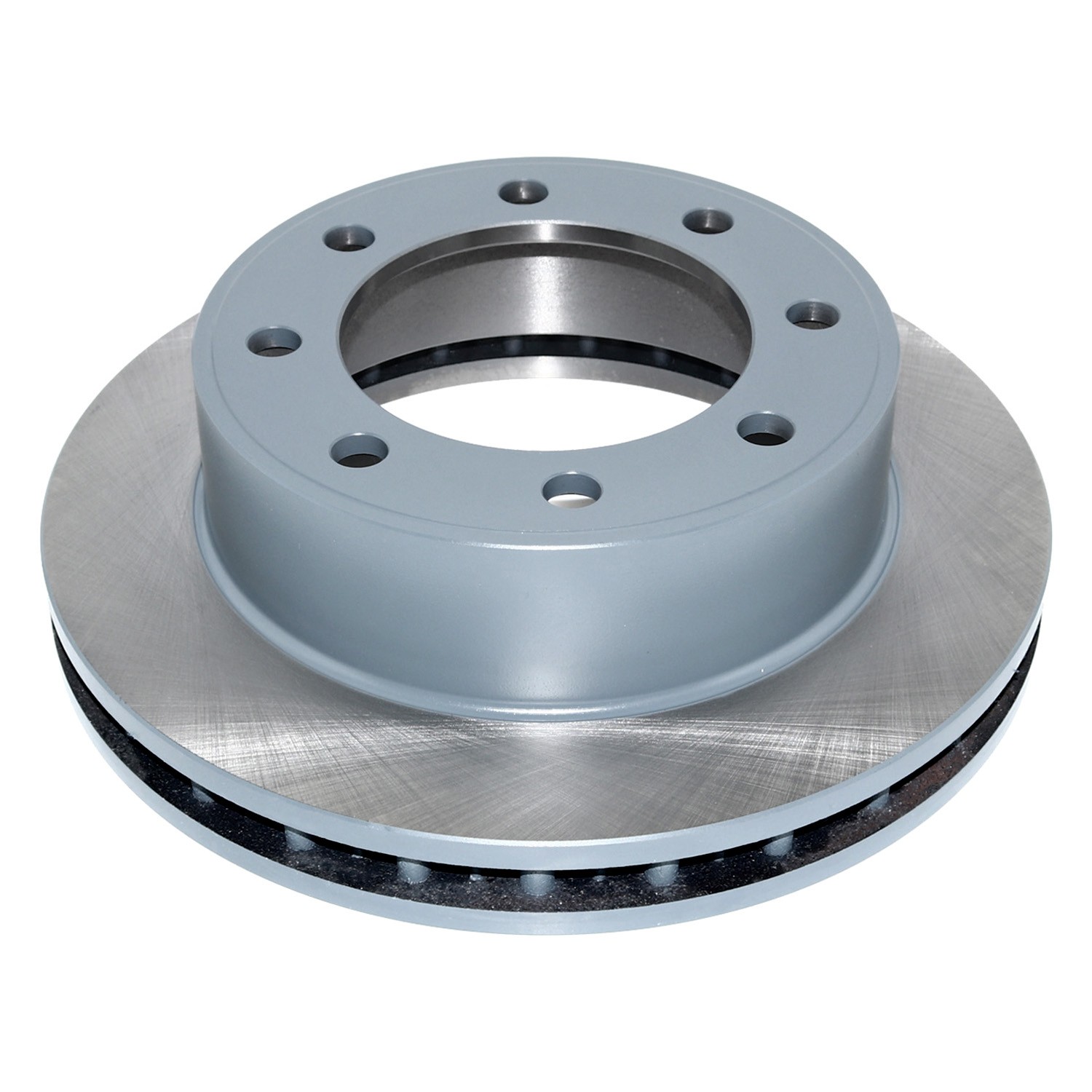 Coated on hat and edge; non-directional swirl finish