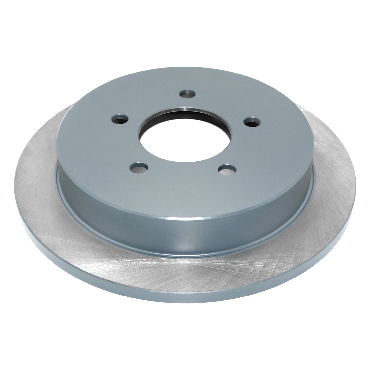 Coated on hat and edge; non-directional swirl finish